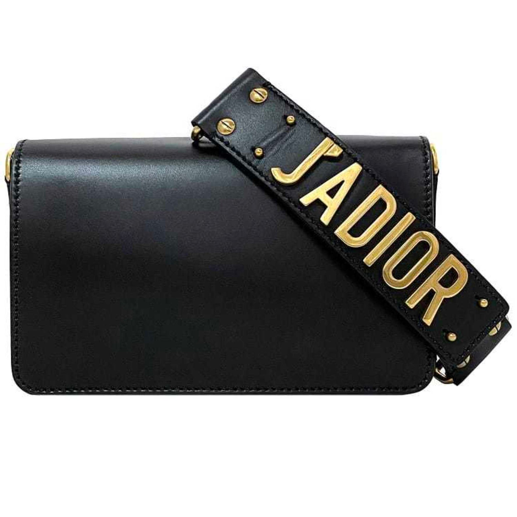 Christian Dior Clutch Bag Gold J'ADIOR Leather Handbag Flap Strap