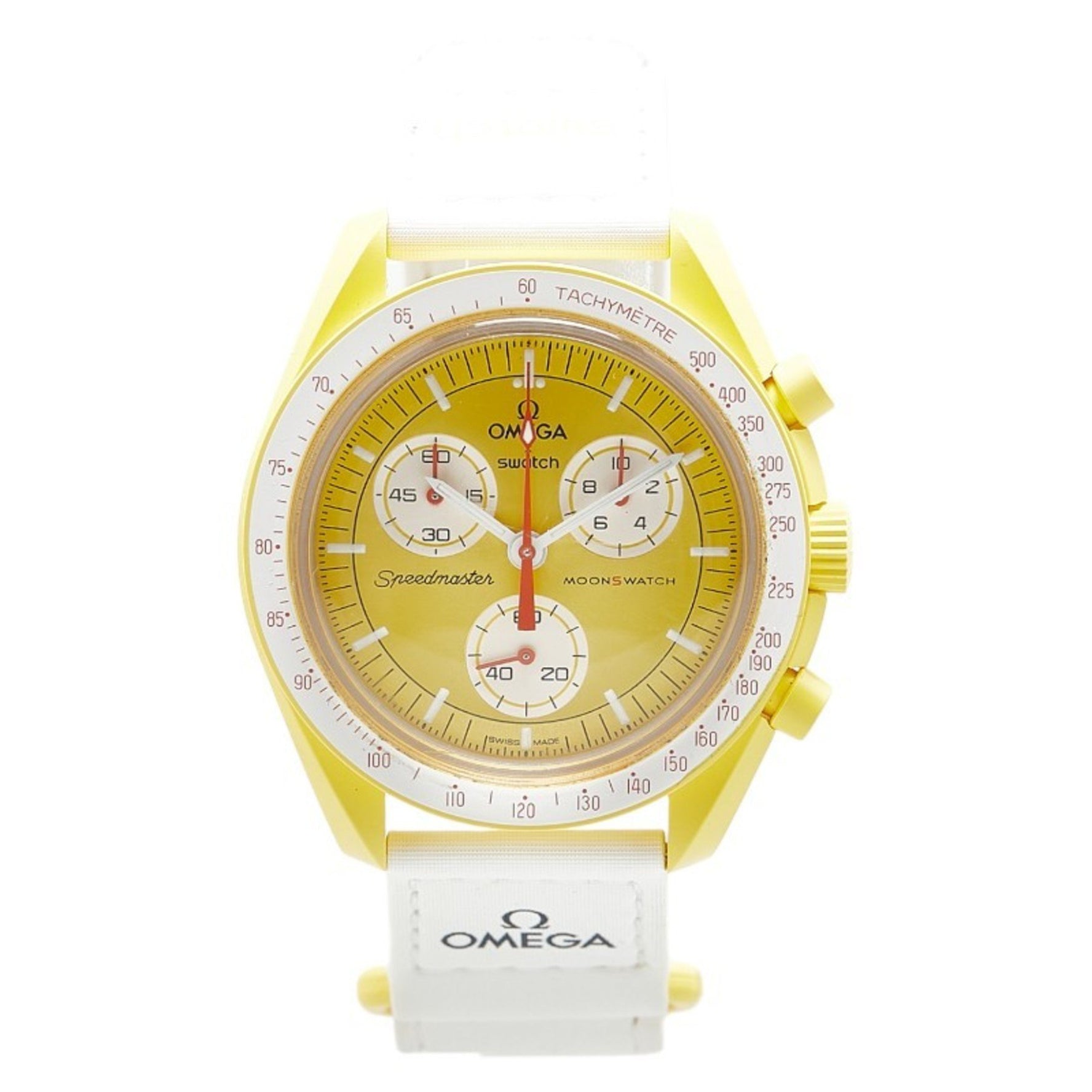 OMEGA x Swatch Moon Mission to the Sun Watch Quartz Yellow Dial Ceramic Nylon