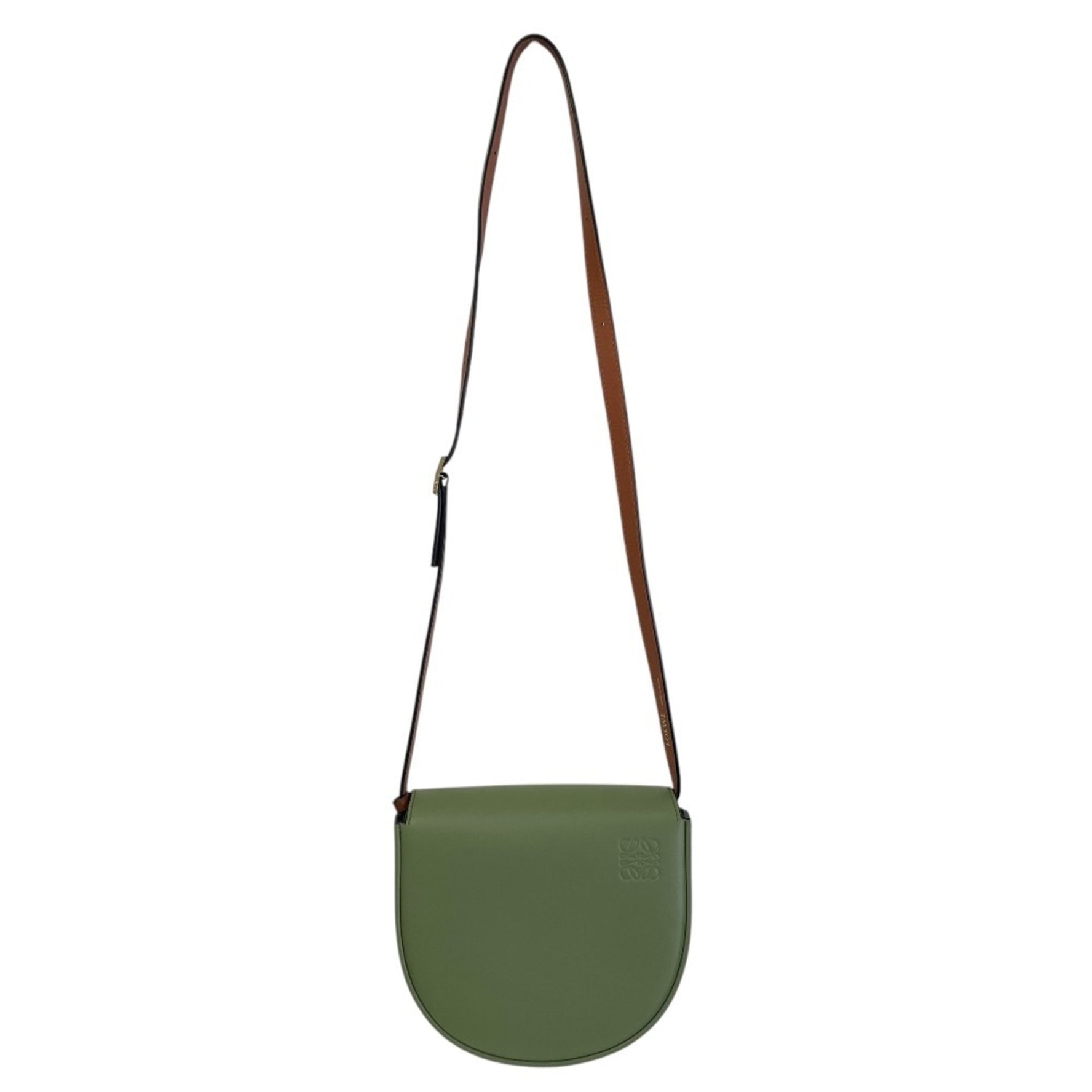 LOEWE HEEL DUO Leather Mini Shoulder Bag Khaki x Brown