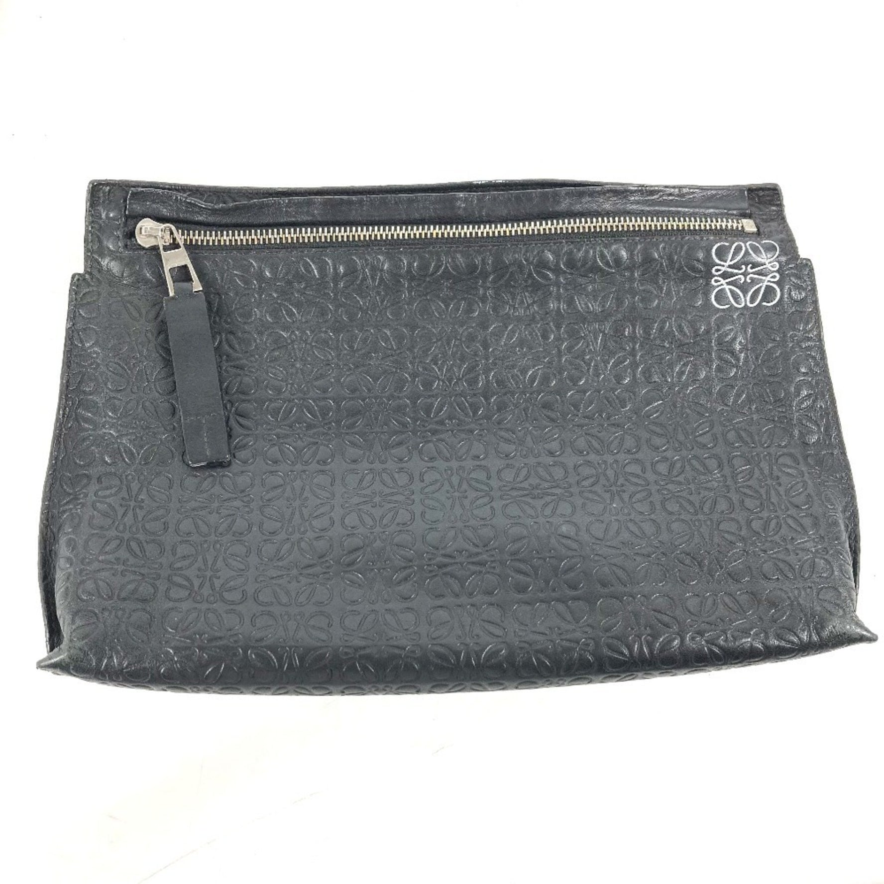 LOEWE Anagram T Pouch Clutch Bag Leather