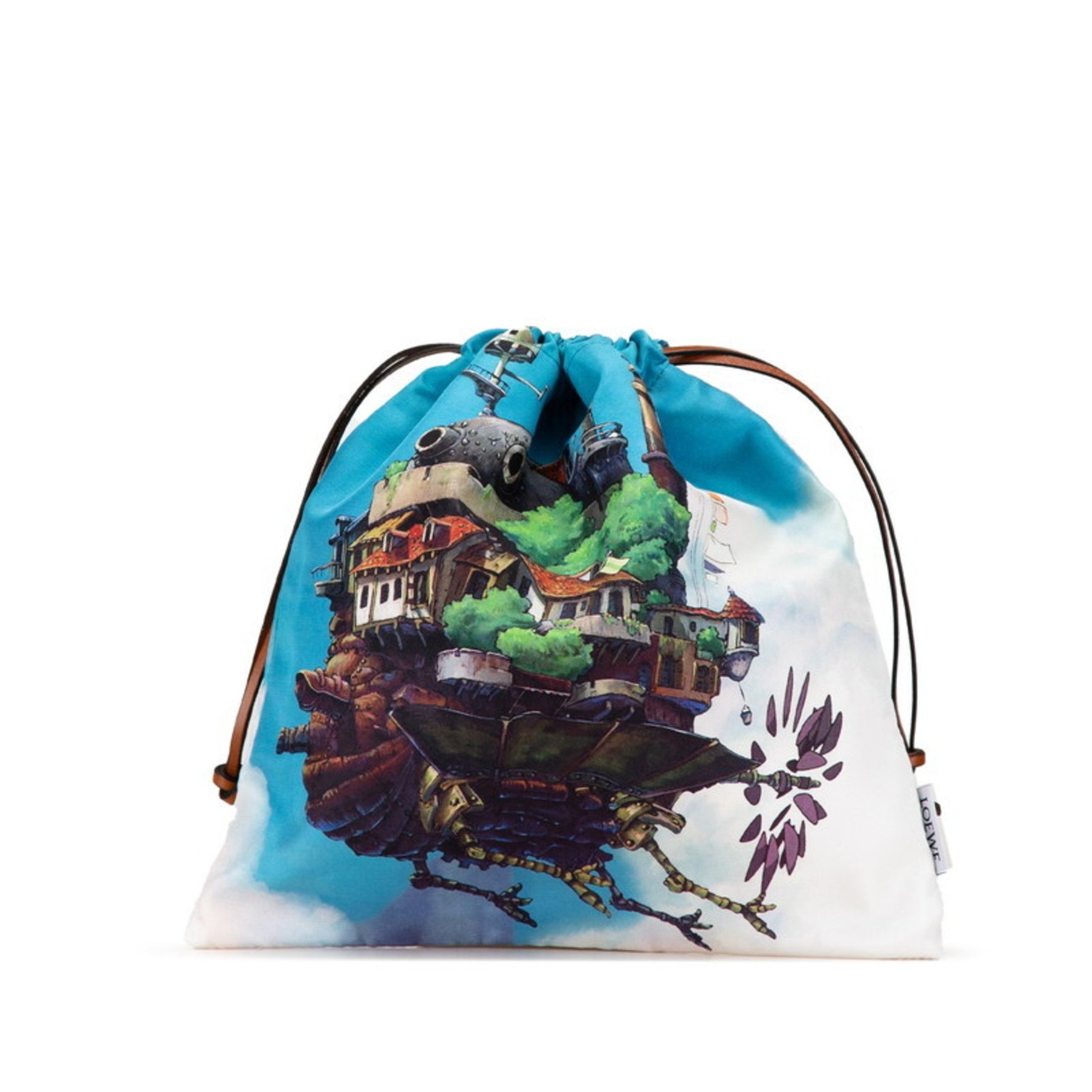 LOEWE Ghibli Collaboration Howl's Moving Castle Pouch Blue White Multicolor Canvas Leather