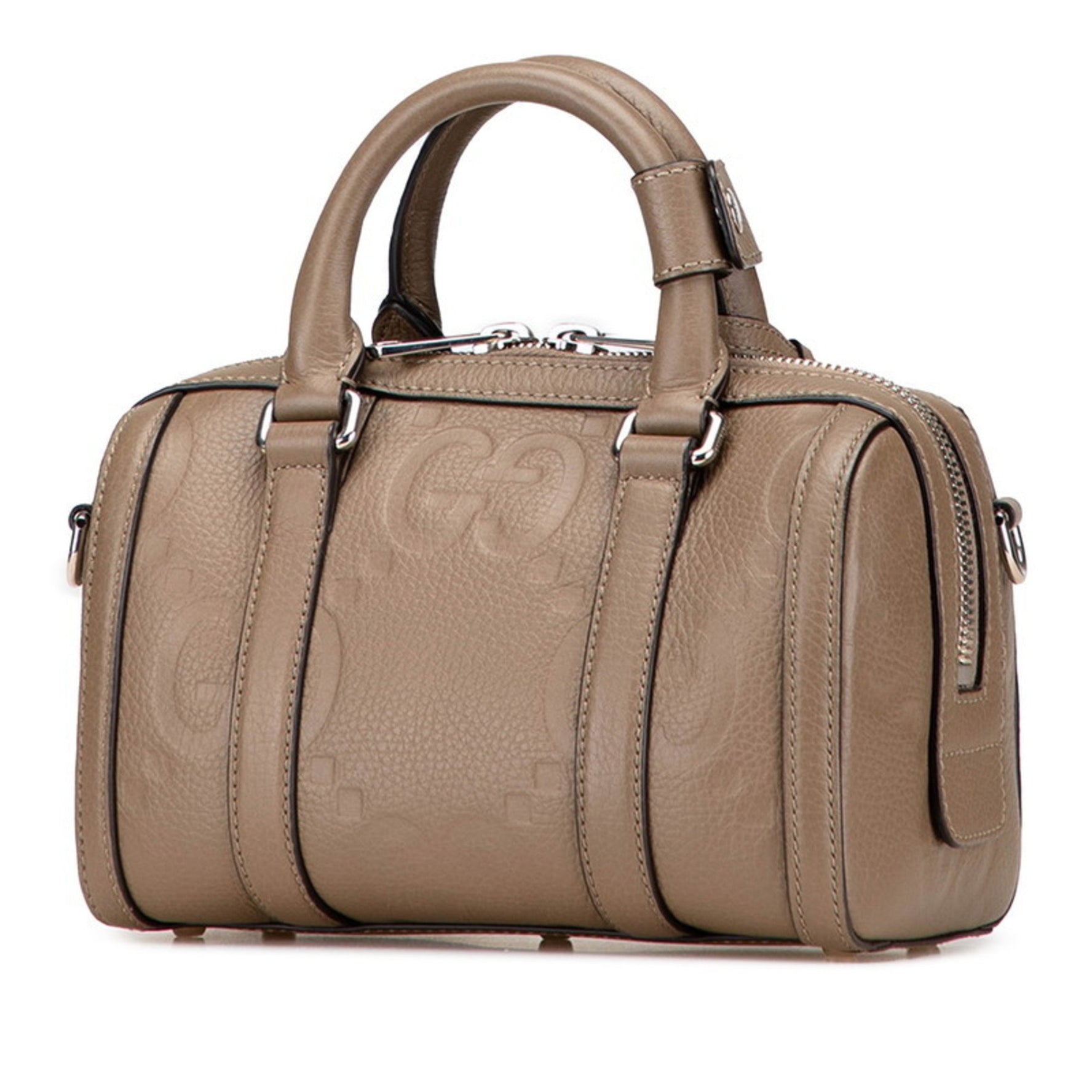 Gucci Jumbo GG Mini Duffle Handbag/Shoulder Bag Greige Leather