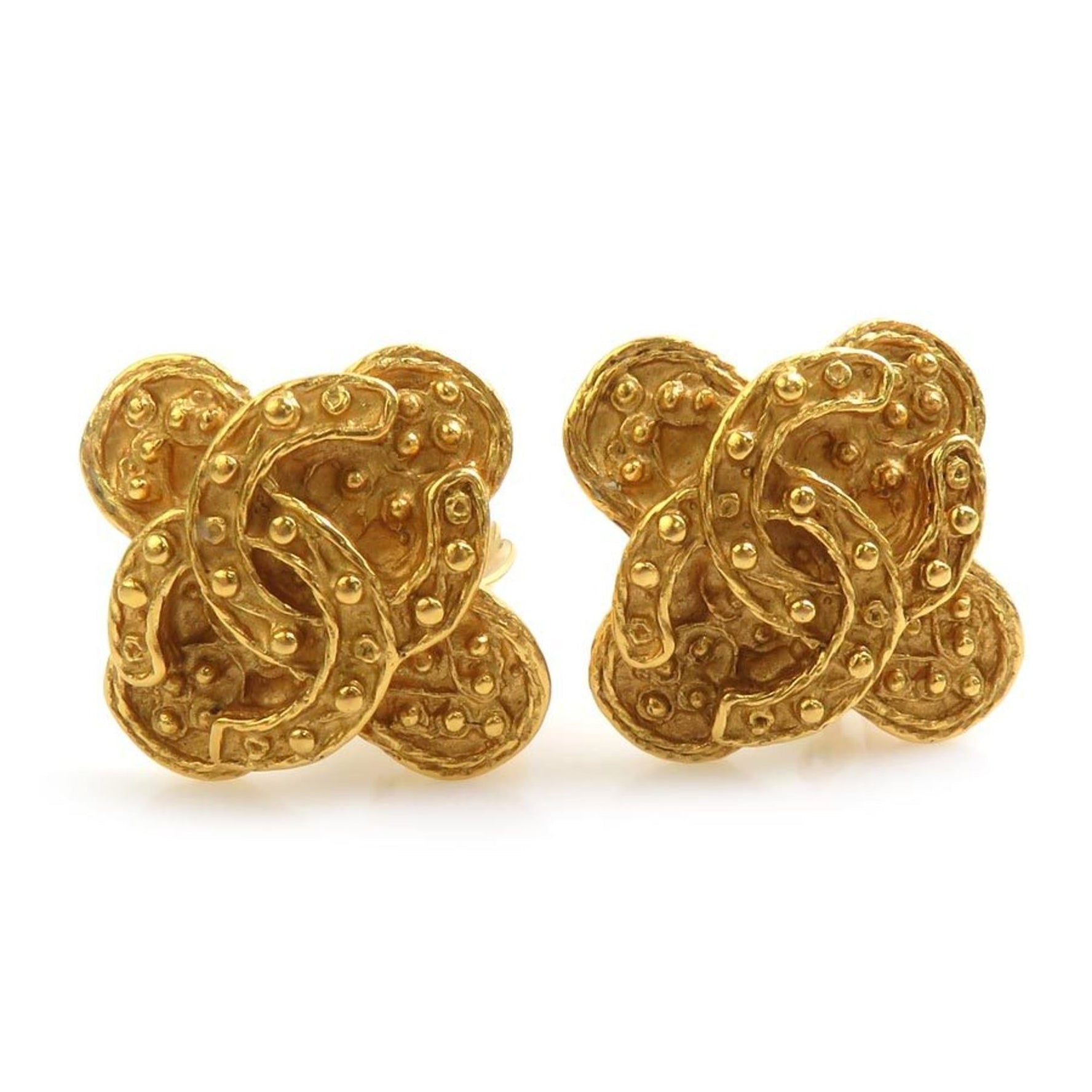 CHANEL Coco Mark Metal Earrings