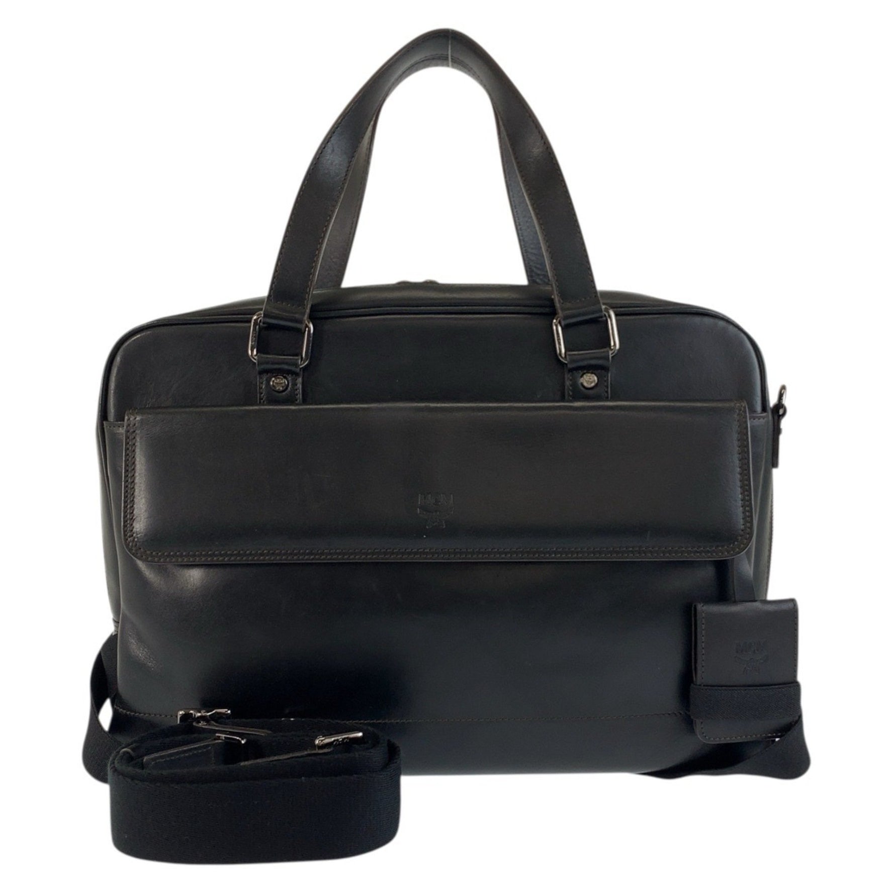 MCM Silver Hardware Leather Business Bag Shoulder