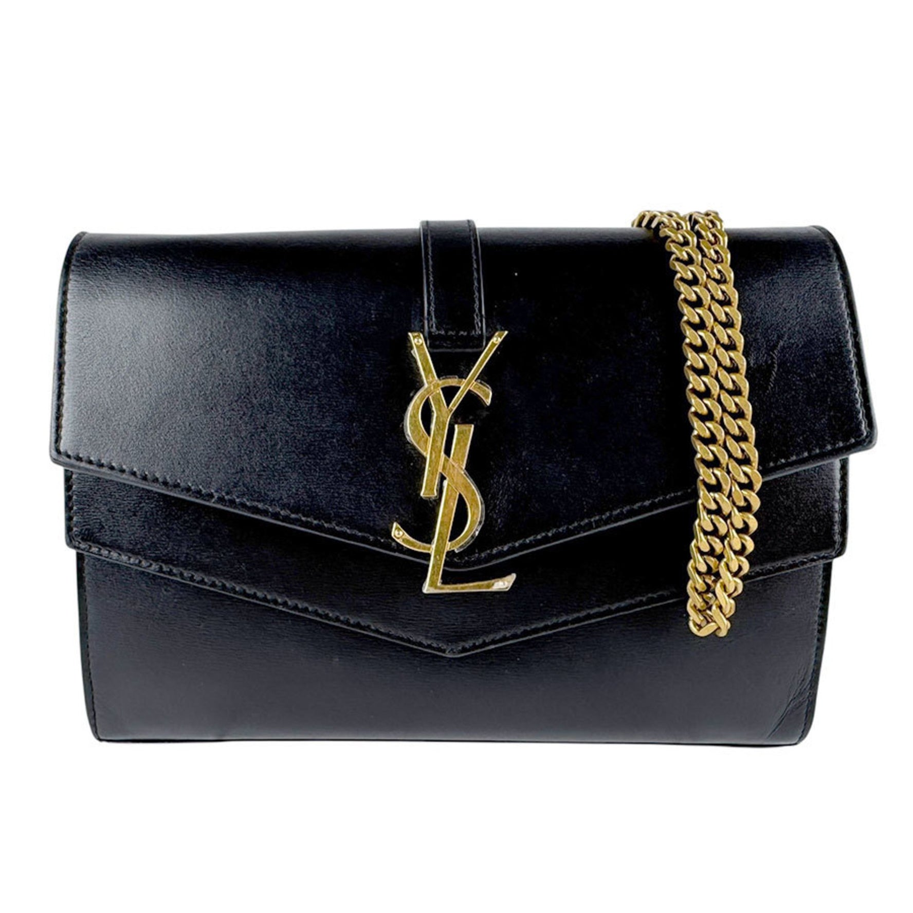 Saint Laurent Chain Wallet Leather Gold