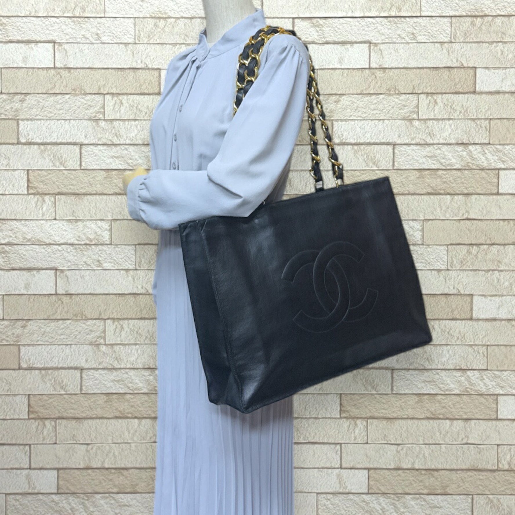 Chanel Chain Tote Coco Mark Bag Leather