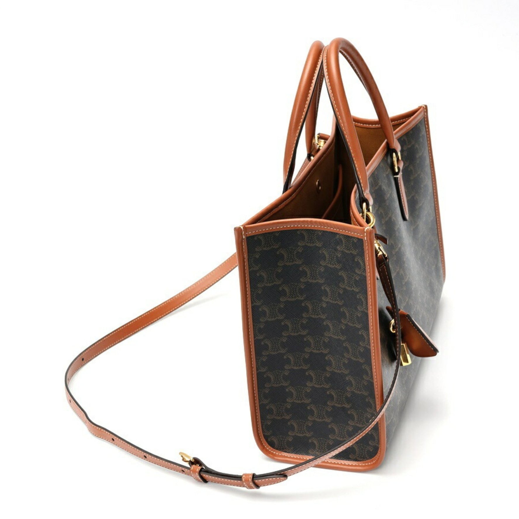 CELINE Mini Horizontal Cabas Tote Bag Triomphe Canvas Tan (Brown)