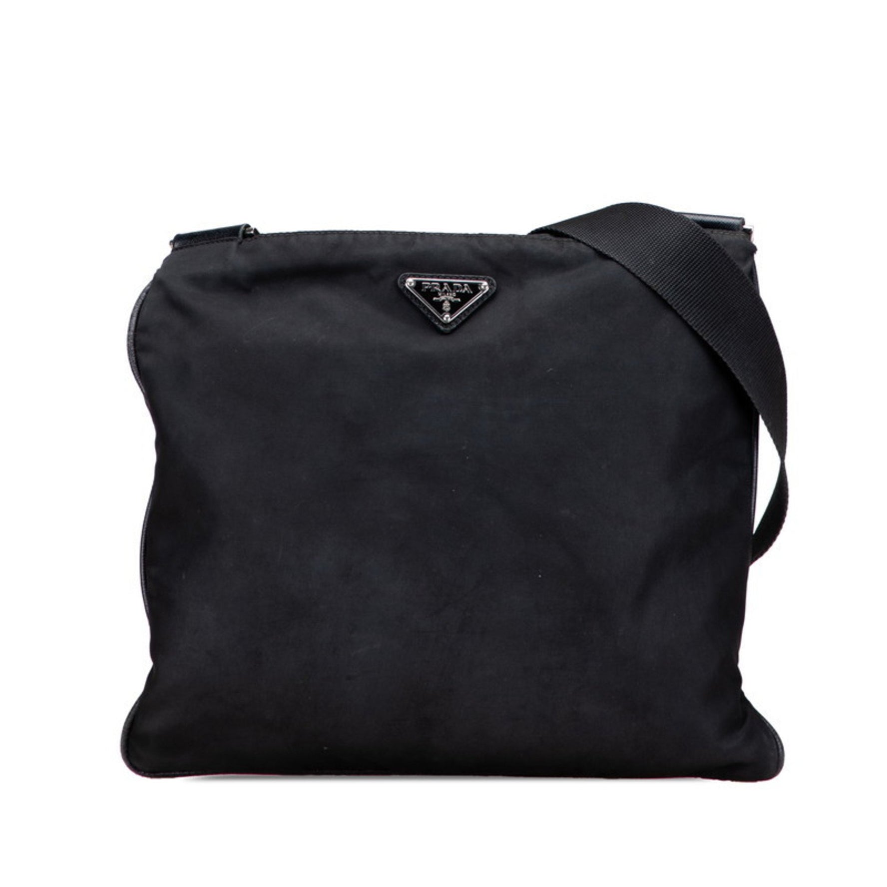 Prada Triangle Logo Plate Shoulder Bag Nylon