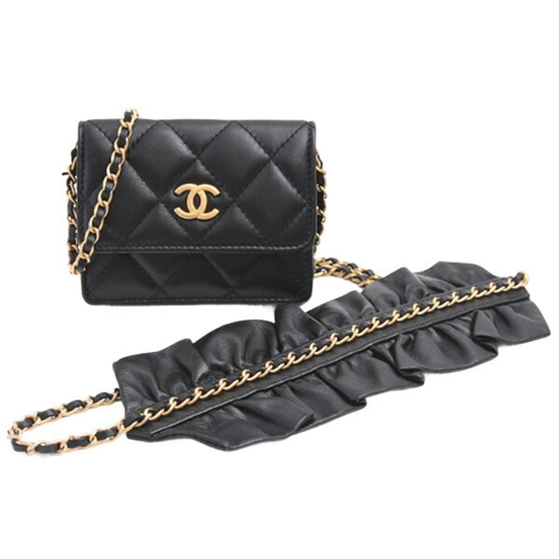 Chanel Wallet Business Card Holder/Card Case, Chain Shoulder, Lambskin