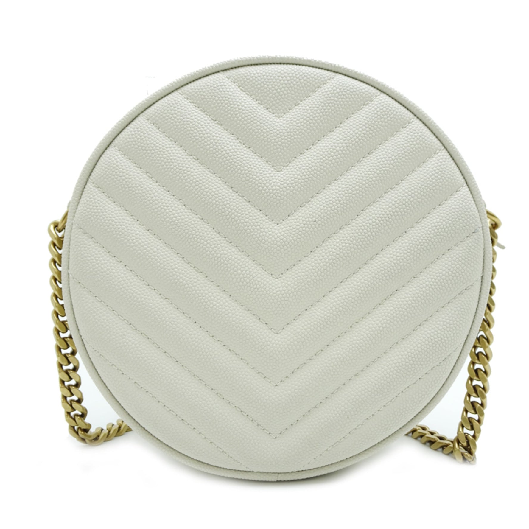 Saint Laurent Vinyl Chain Shoulder Bag, Leather, Ivory (White)