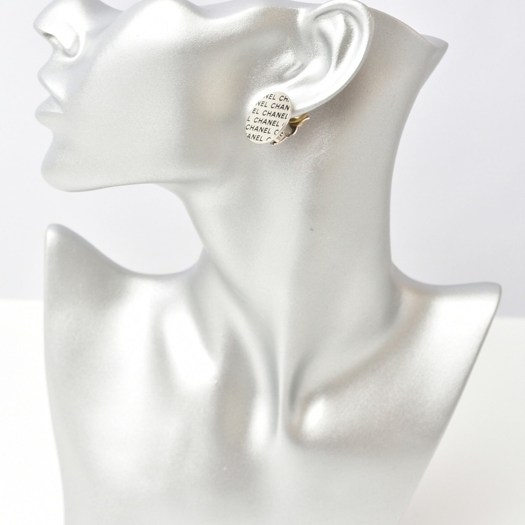 CHANEL Earrings Print Round Plate