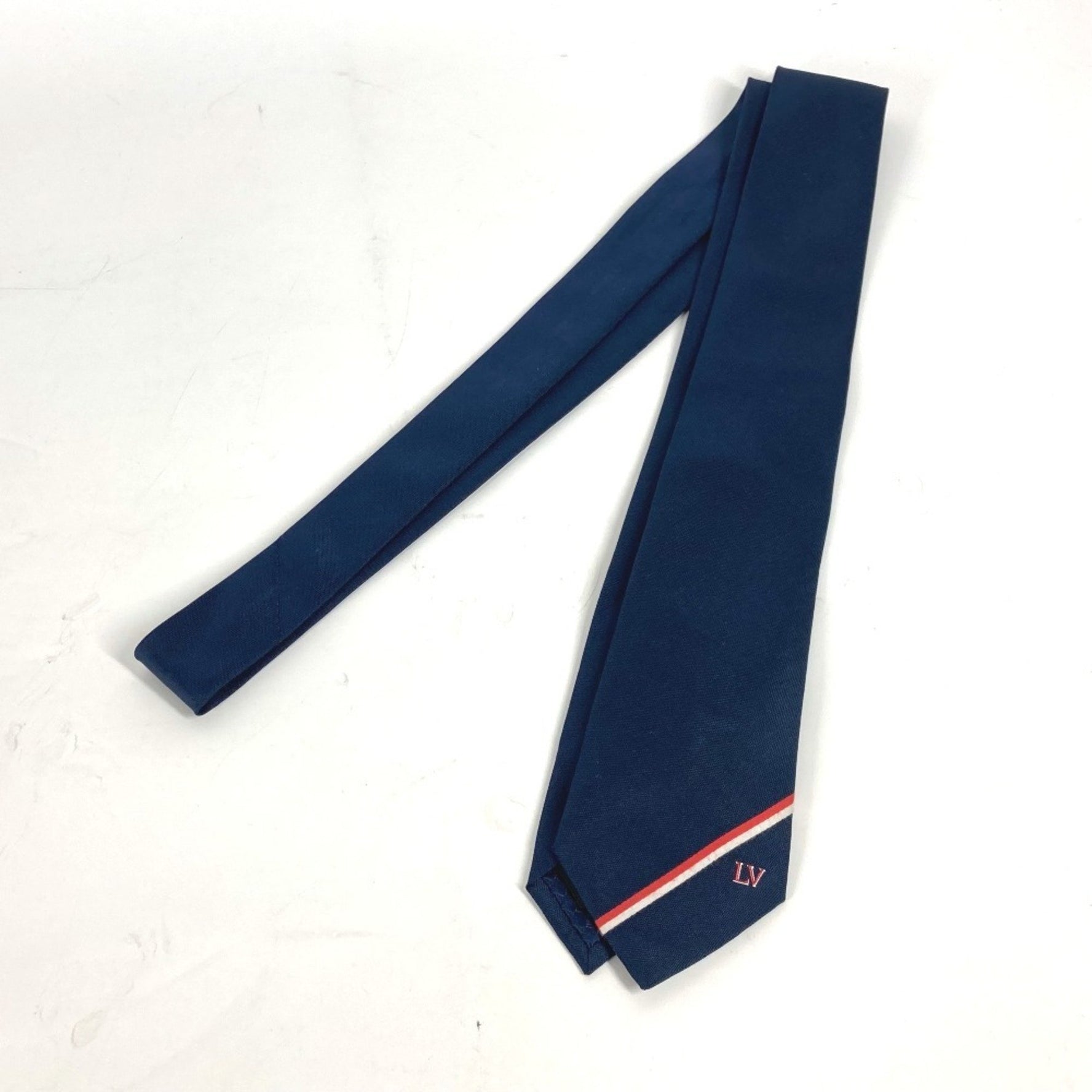 Louis Vuitton Pochette LV Ruban Handkerchief & Tie Set Pocket Square Silk Cotton Marine