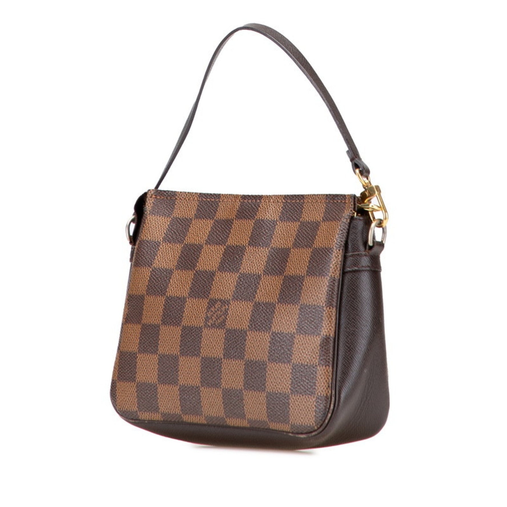 Louis Vuitton Damier Truss Makeup Pouch Mini Handbag Brown Leather LOUIS VUITTON