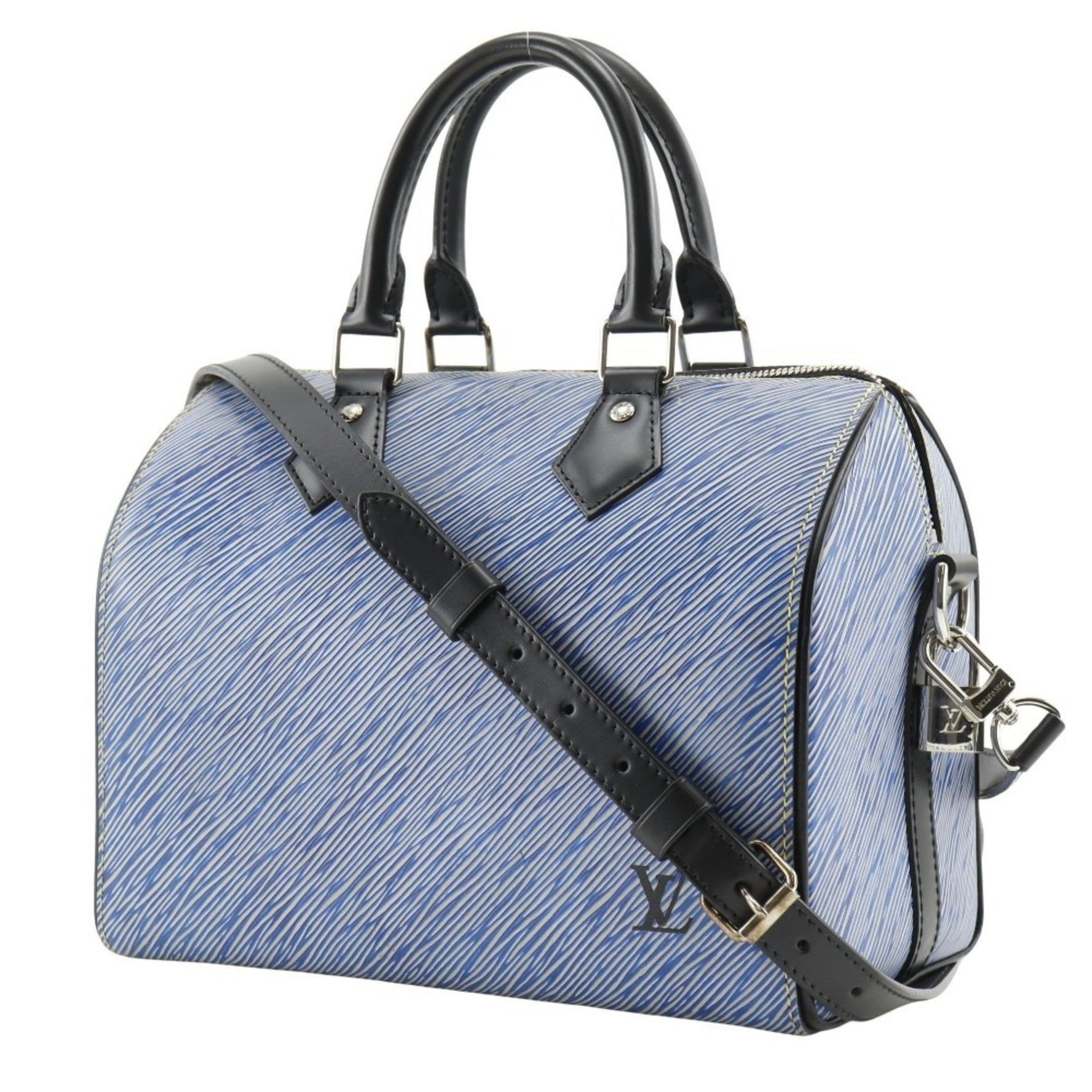 Louis Vuitton Speedy Bandouliere 25 Handbag Shoulder Epi Leather Denim 2017 Double