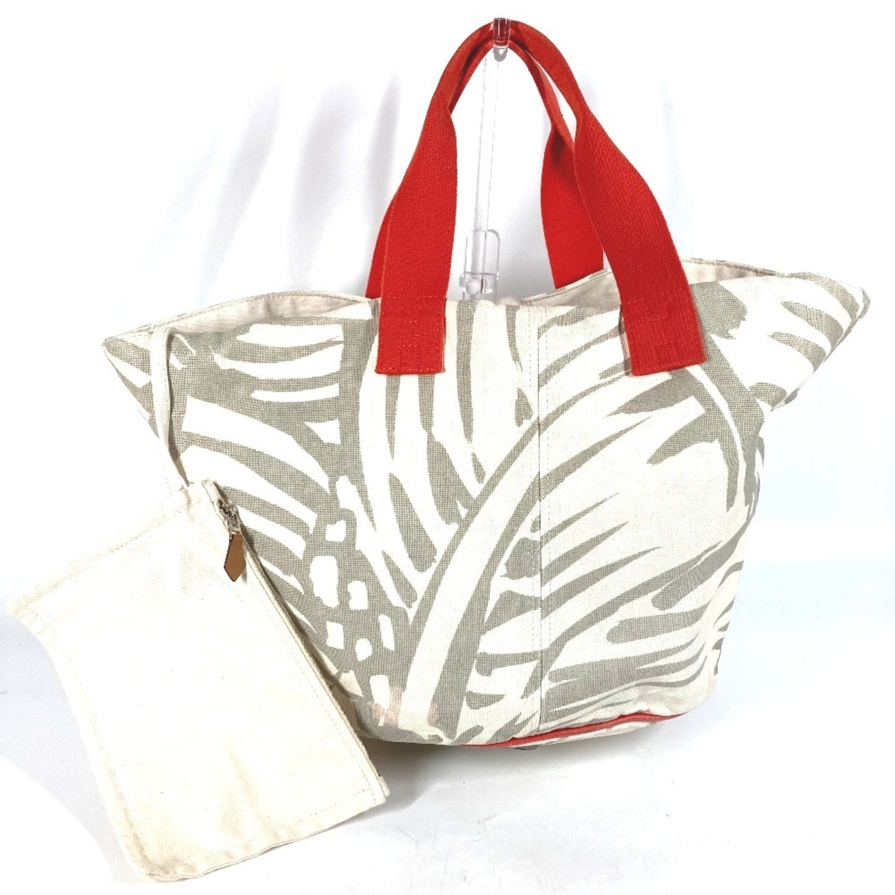 HERMES Panier de Plage Tote Bag with Pouch, Canvas Shoulder Bag, Beige