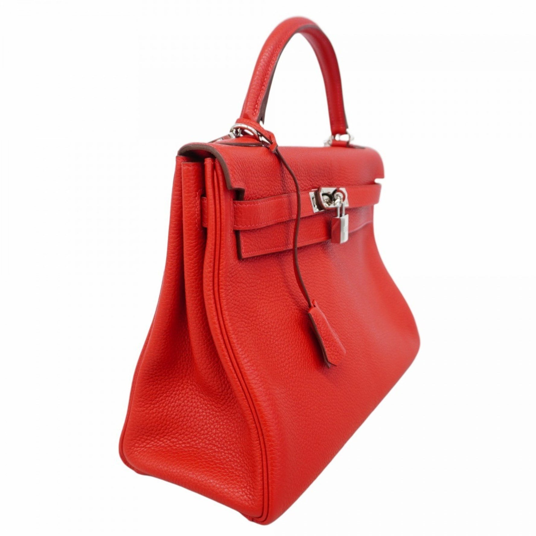 Hermes Hermès Kelly 32 Togo Rouge vif handbag with Q stamp, 2-way bag for women, P1799819