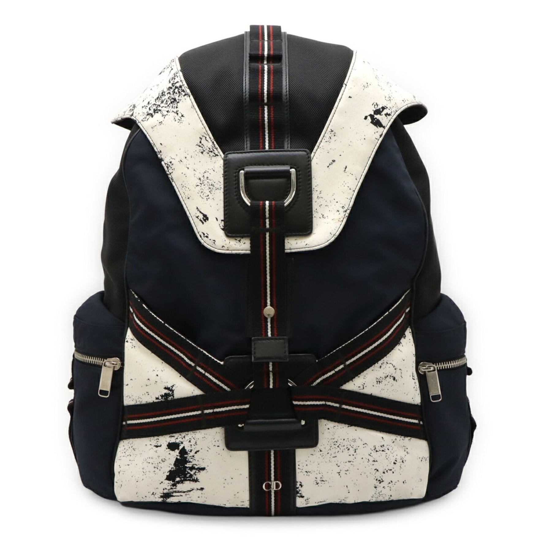 Christian Dior DIOR HOMME Homme Backpack Rucksack Nylon Leather White Navy Black