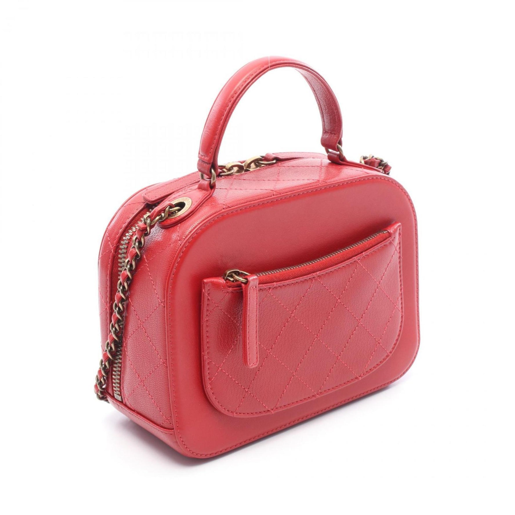 CHANEL Coco Mark Shoulder Bag, Leather, Red