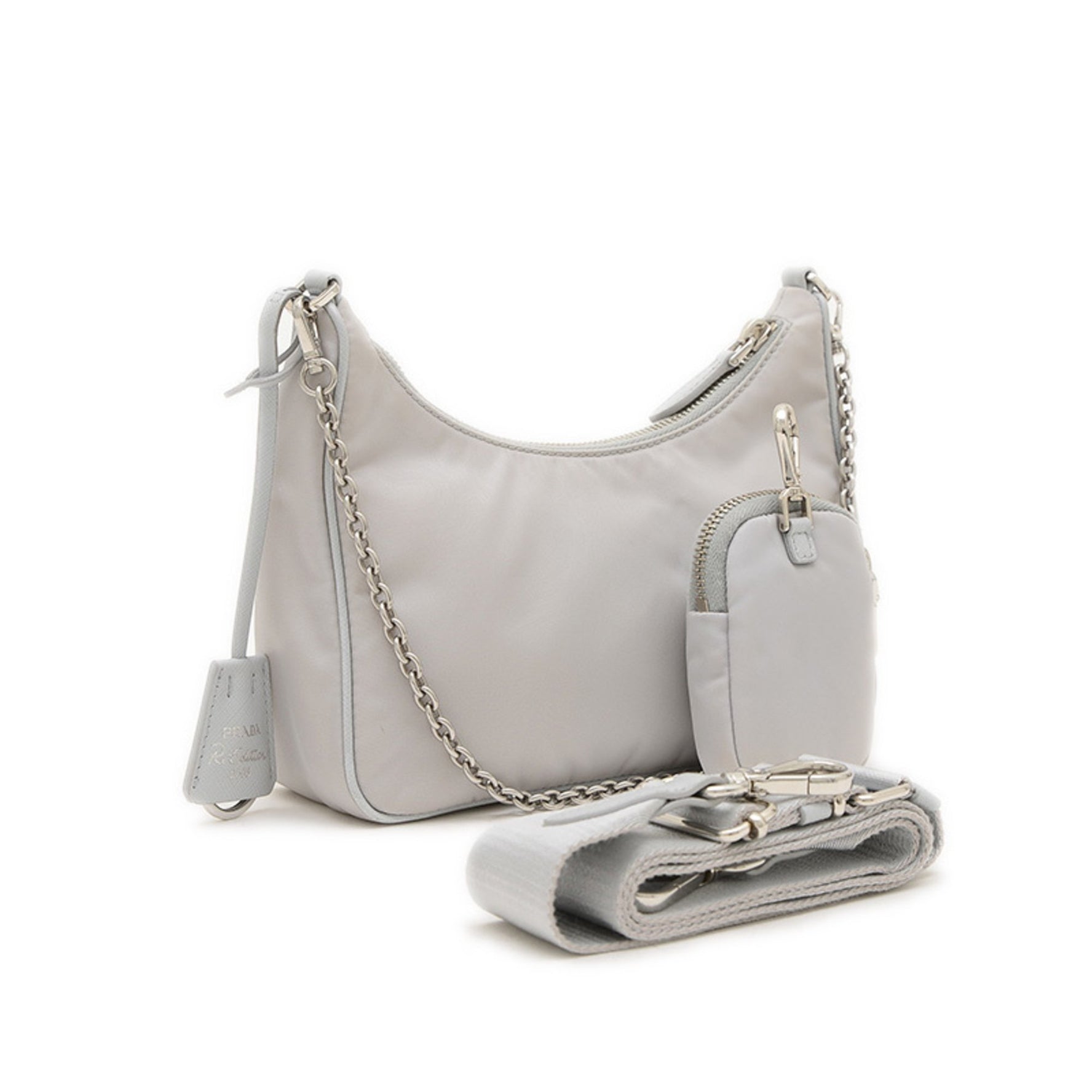Prada Re-Edition Shoulder Bag Nylon Grey with Pouch BP