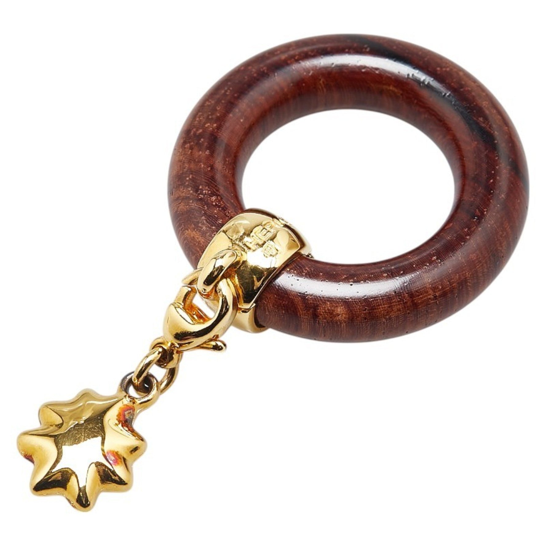 Hermès Stargazing Exhibition Scarf Ring Brown Gold Wood Plated HERMES