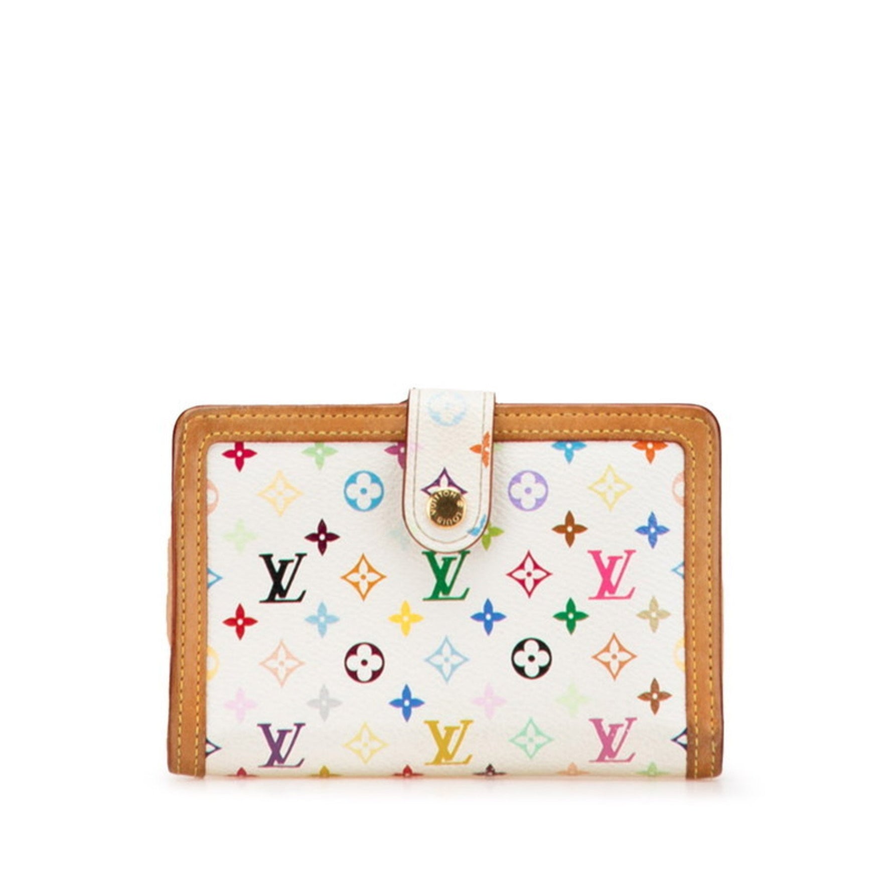 Louis Vuitton Monogram Multicolore Portefeuille Viennois Bifold Wallet with Clasp Purse in White and Multicolored Leather