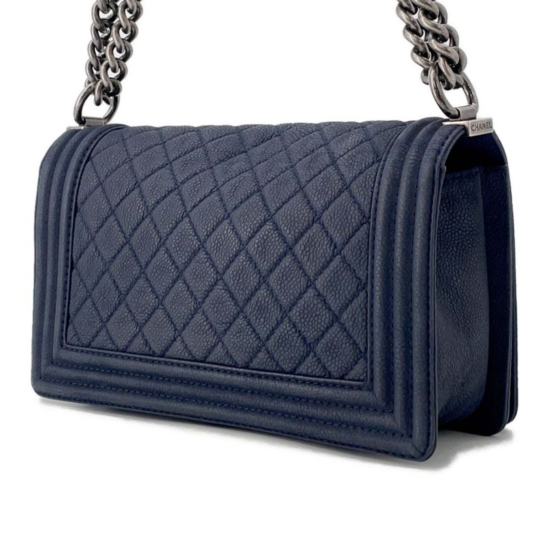 Chanel Chain Shoulder Bag Boy Caviar Skin