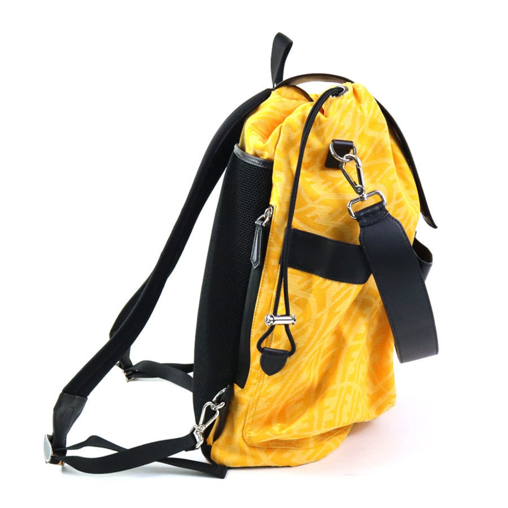 FENDI Backpack Canvas Yellow x Black AG