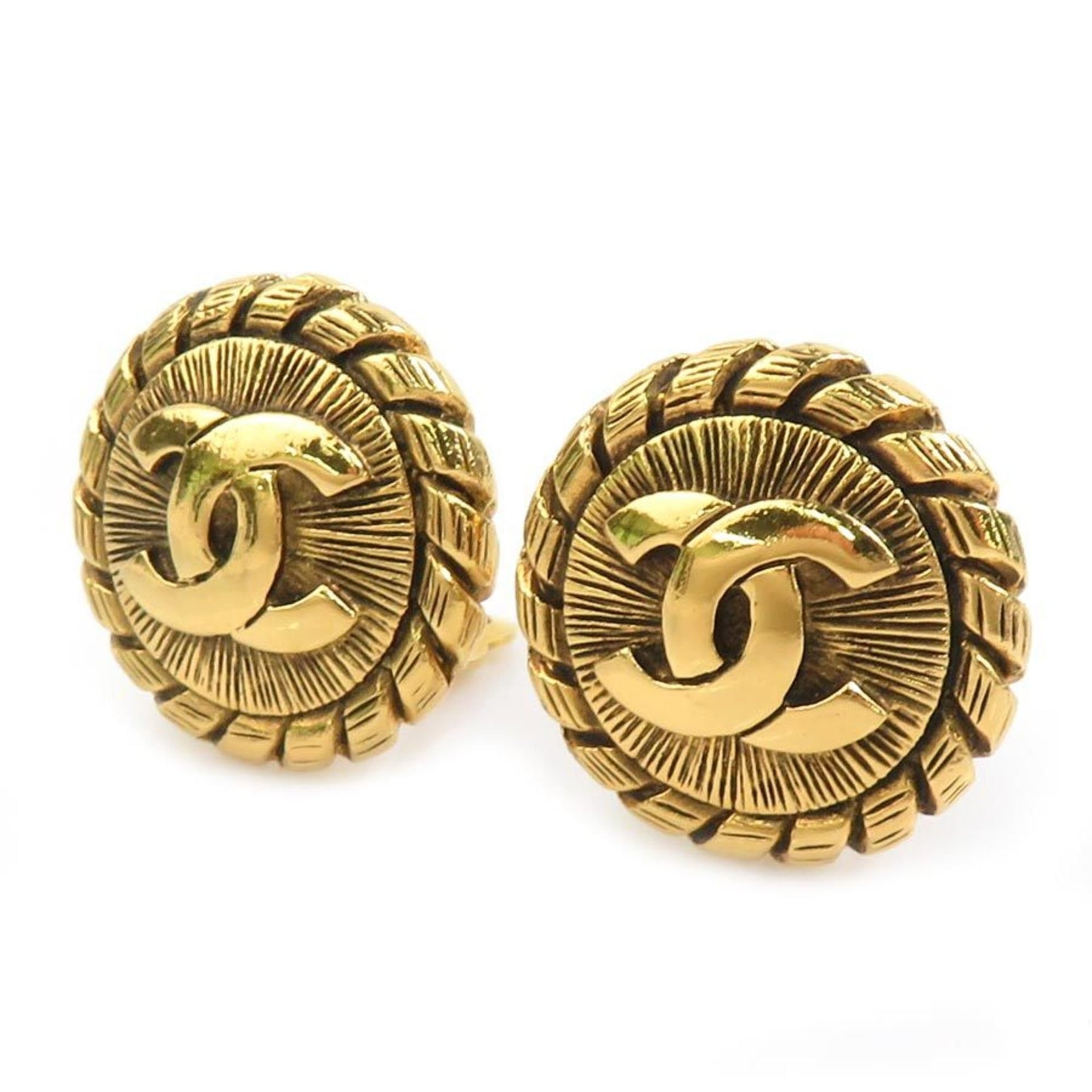 CHANEL Coco Mark Metal Earrings