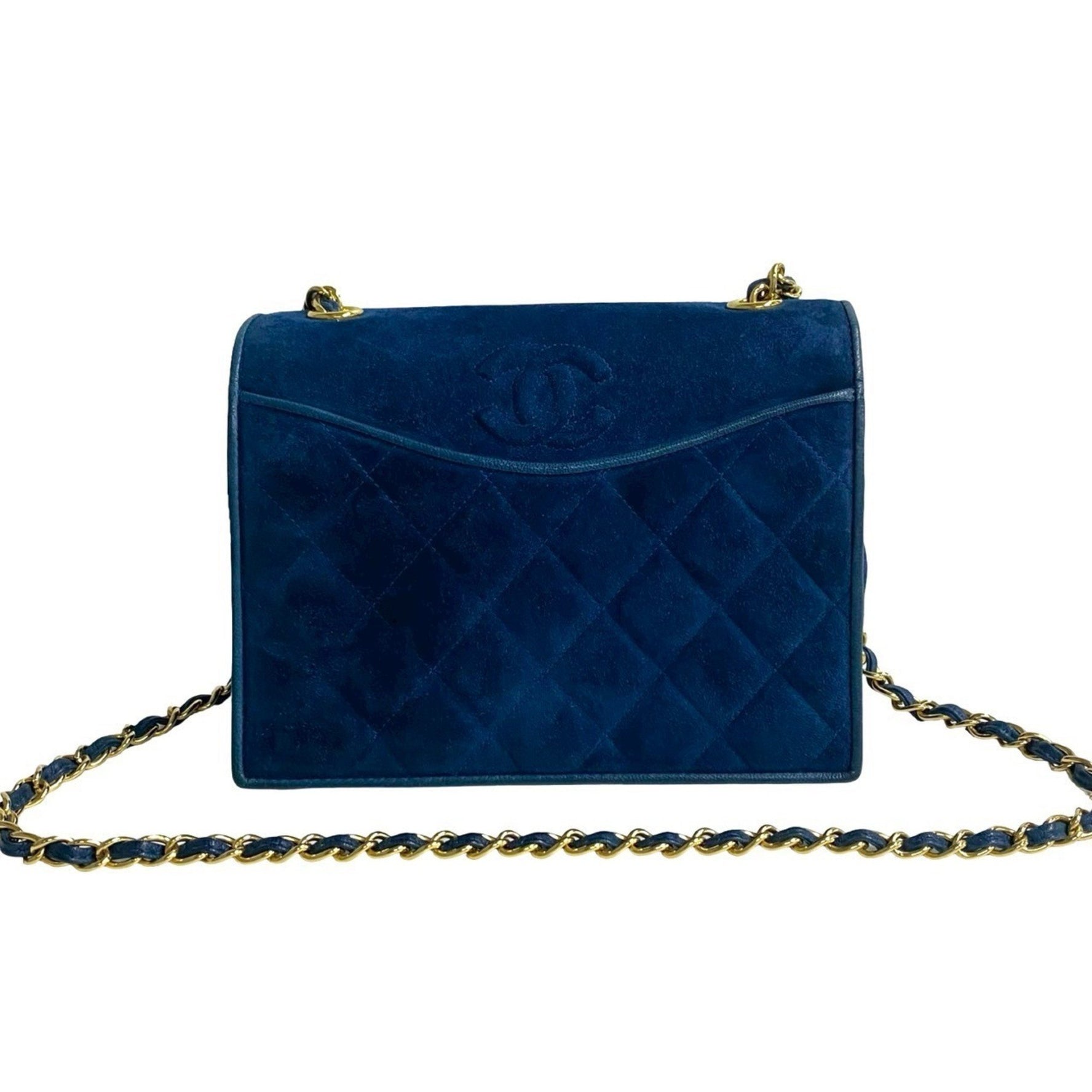 CHANEL Matelasse Coco Mark Suede Leather Chain Mini Shoulder Bag 06172