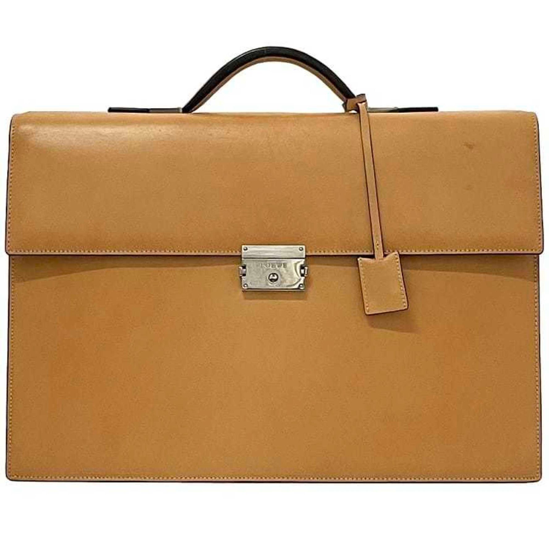 LOEWE bag beige camel brown leather flap with key ladies men's handle