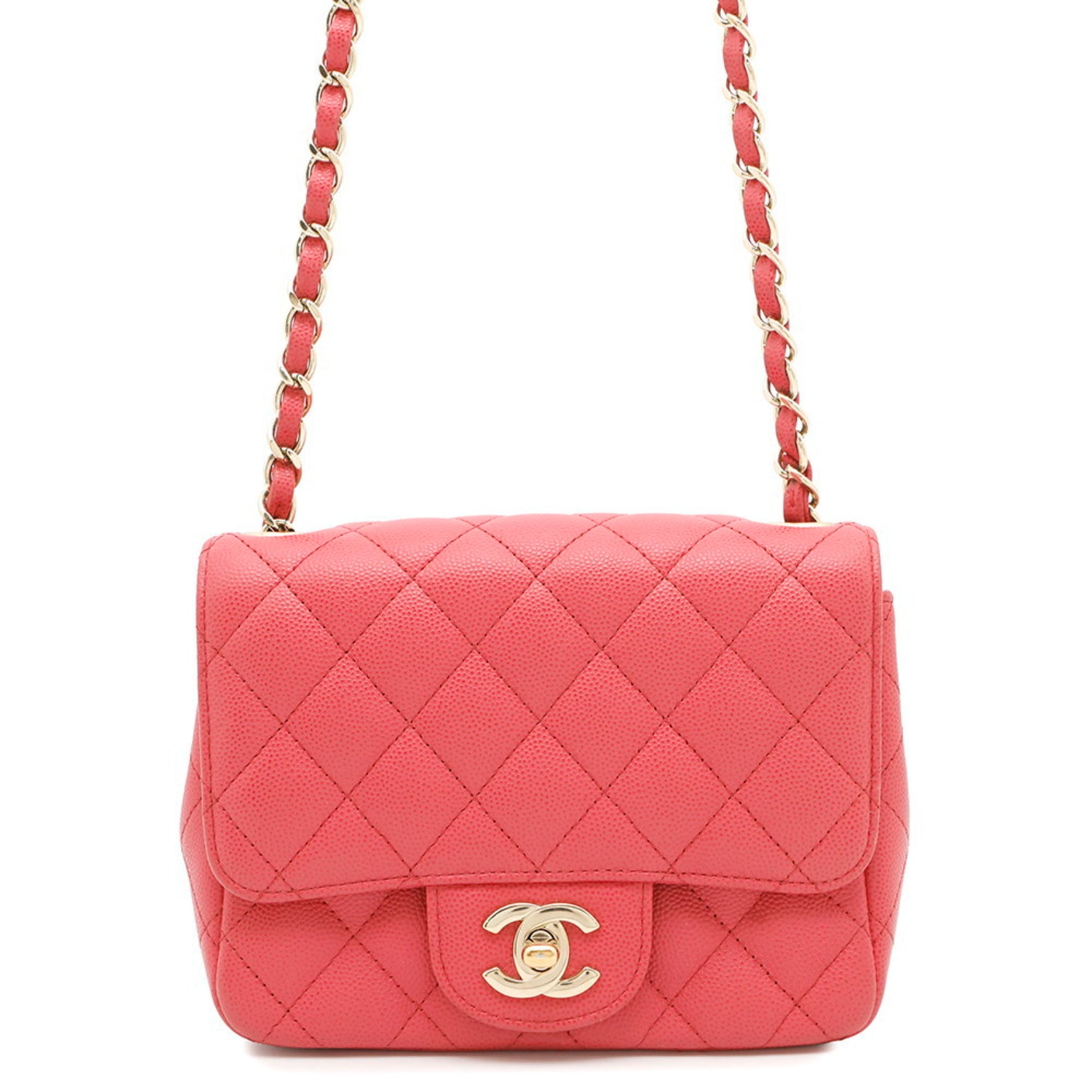 Chanel Chain Shoulder Bag Mini Matelasse Coco Mark Caviar Skin