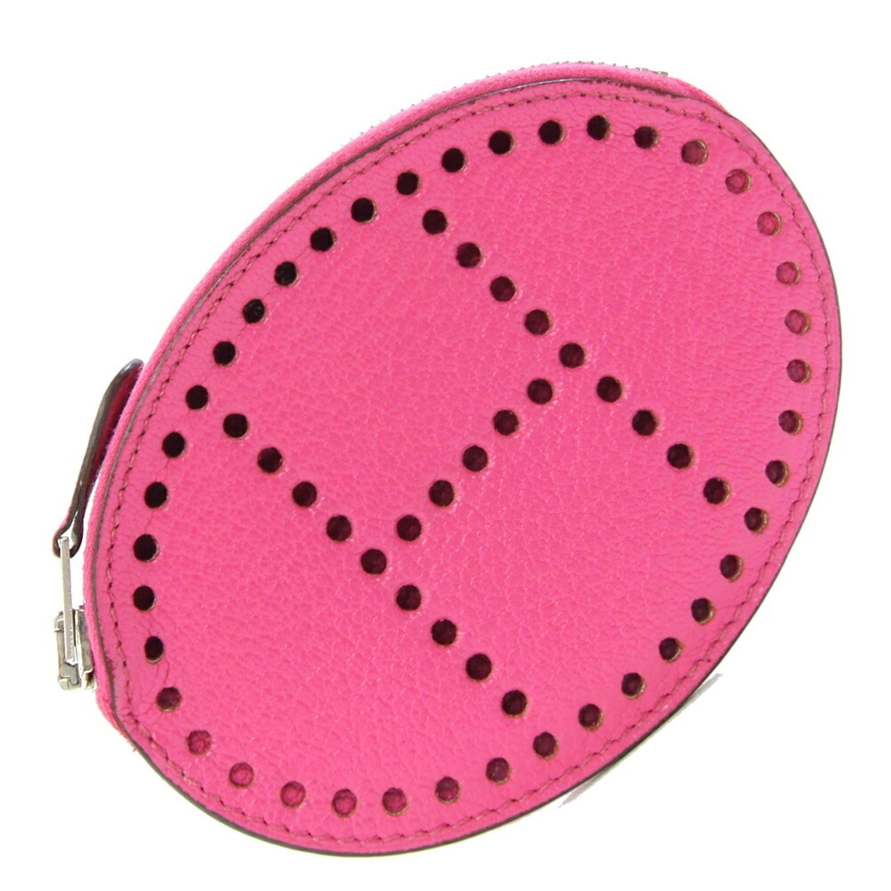 Hermes Coin Case Evelyn Rose Tyrien Chevre □O Engraved 2011 Purse Mini Wallet Pink Punching H