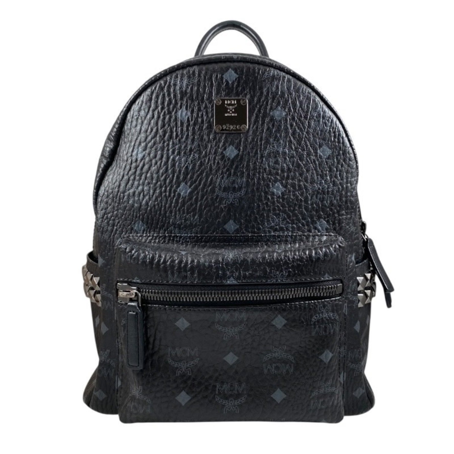 MCM Stark Backpack - Leather Daypack in Visetos with Side Studs
