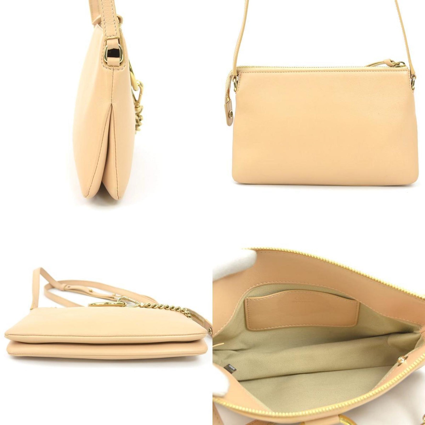Chloé Chloe FAYE Shoulder Bag in Pink Beige and Gold Leather