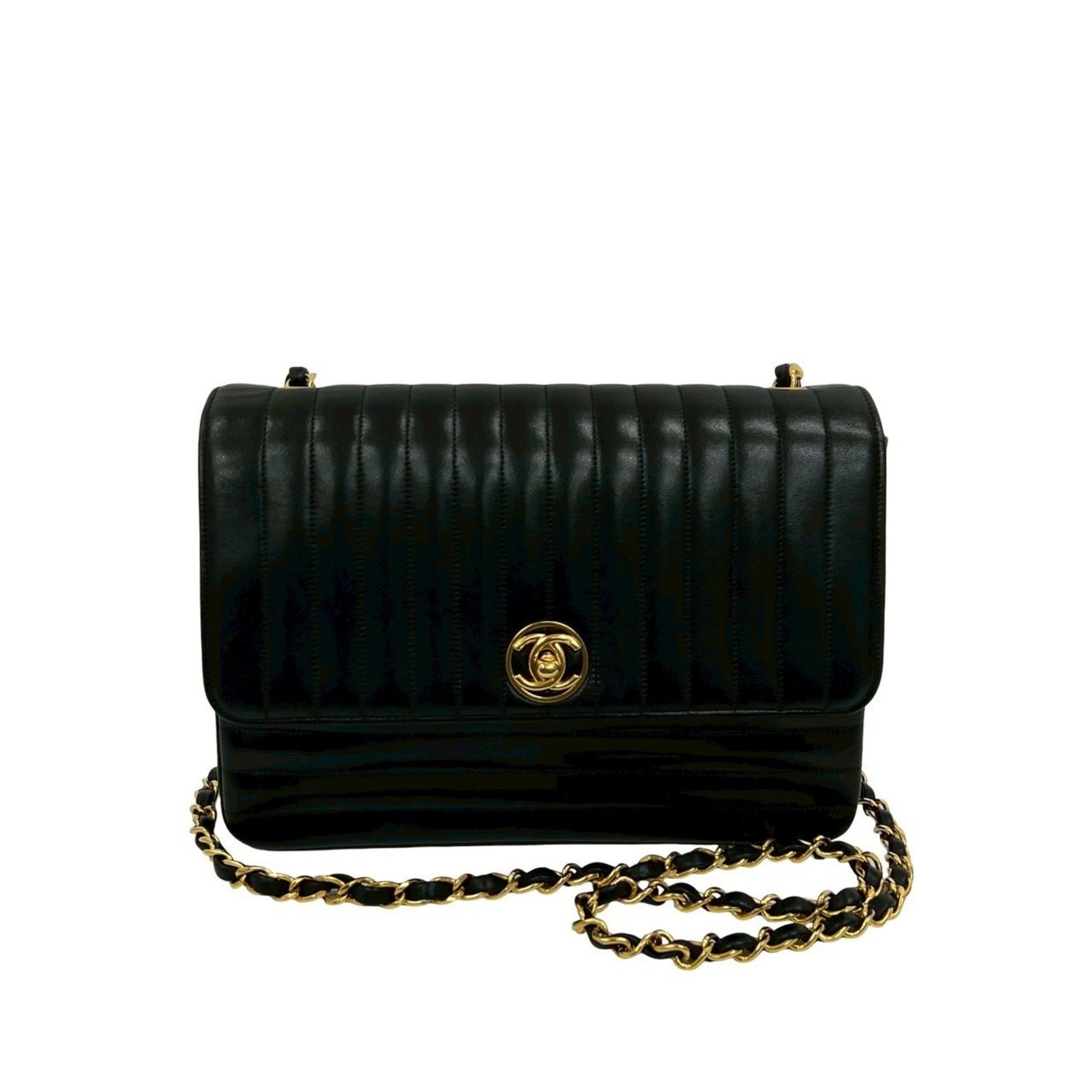 CHANEL Mademoiselle Coco Mark Turnlock Hardware Lambskin Chain Shoulder Bag