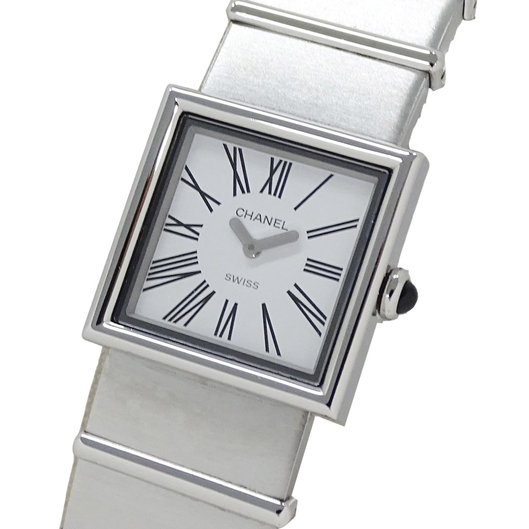 CHANEL Mademoiselle Quartz Watch, Stainless Steel, Silver/White, Polished