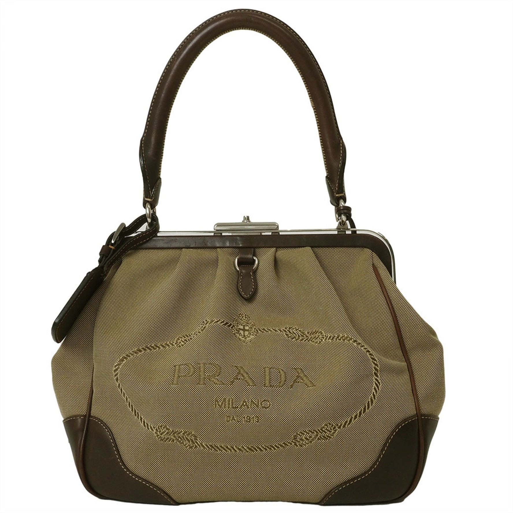 Prada Jacquard Handbag Canvas