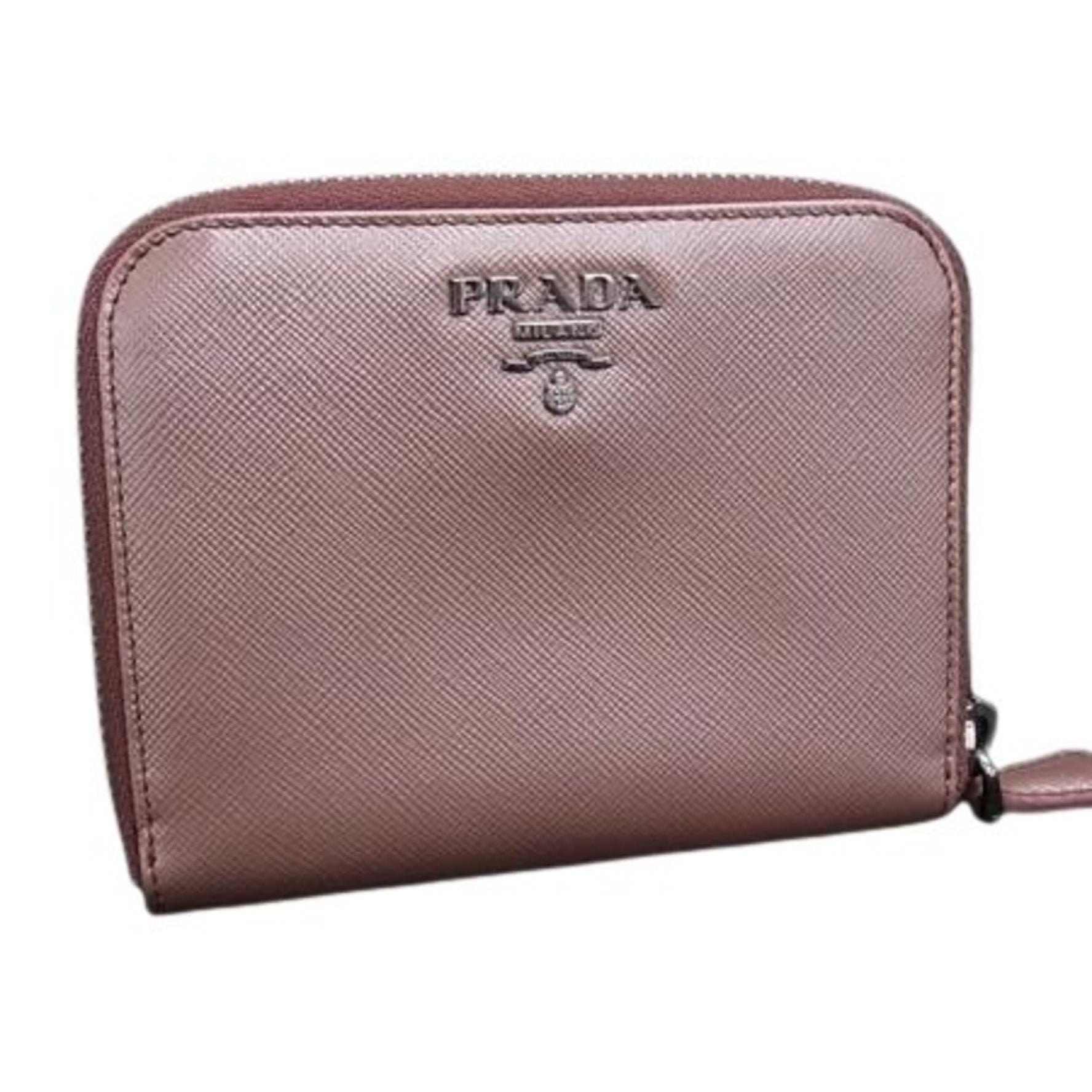 PRADA Saffiano Pink Metallic Leather Bifold Long Wallet