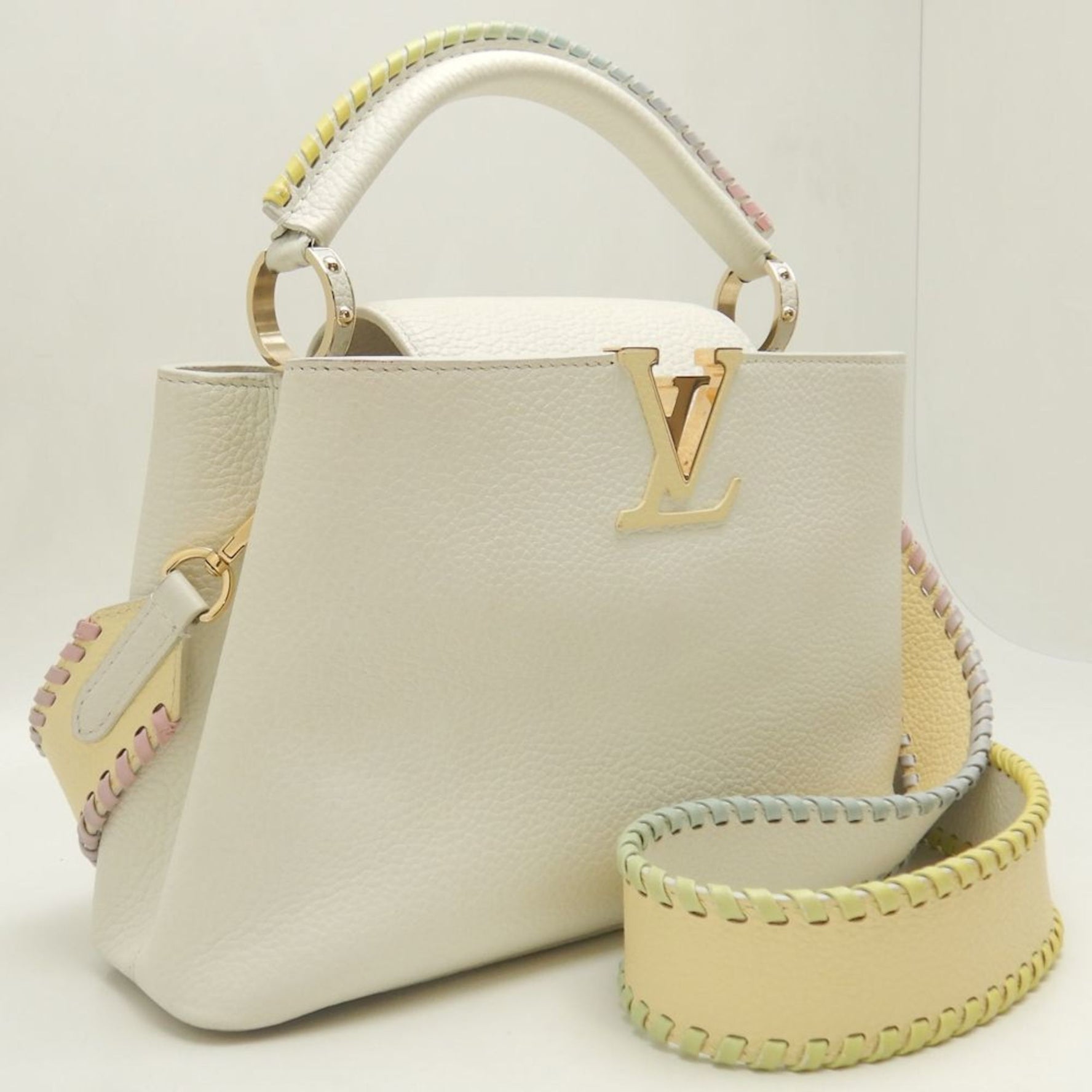 Louis Vuitton Taurillon Capucines BB Handbag Snow Rainbow