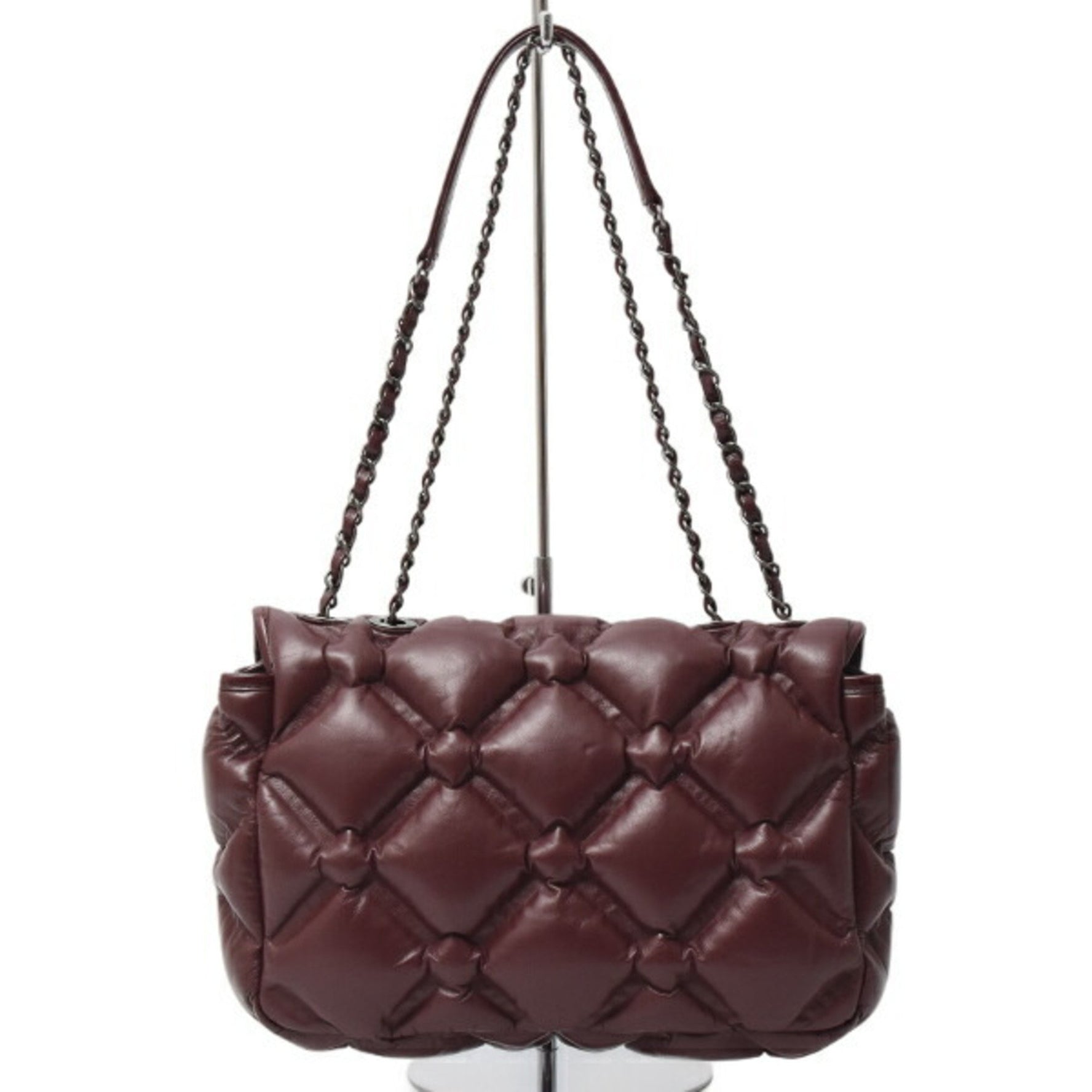 CHANEL Bubble Quilted Shoulder Bag Matelasse Lambskin