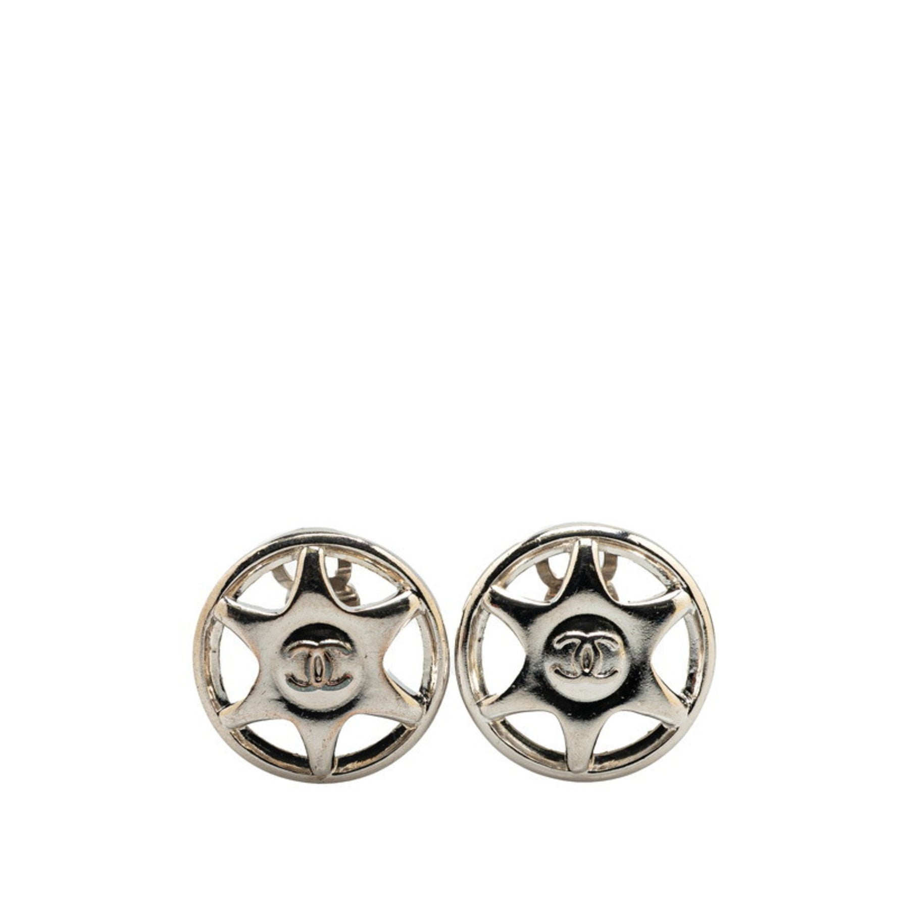 CHANEL Coco Mark Wheel Earrings in Metal