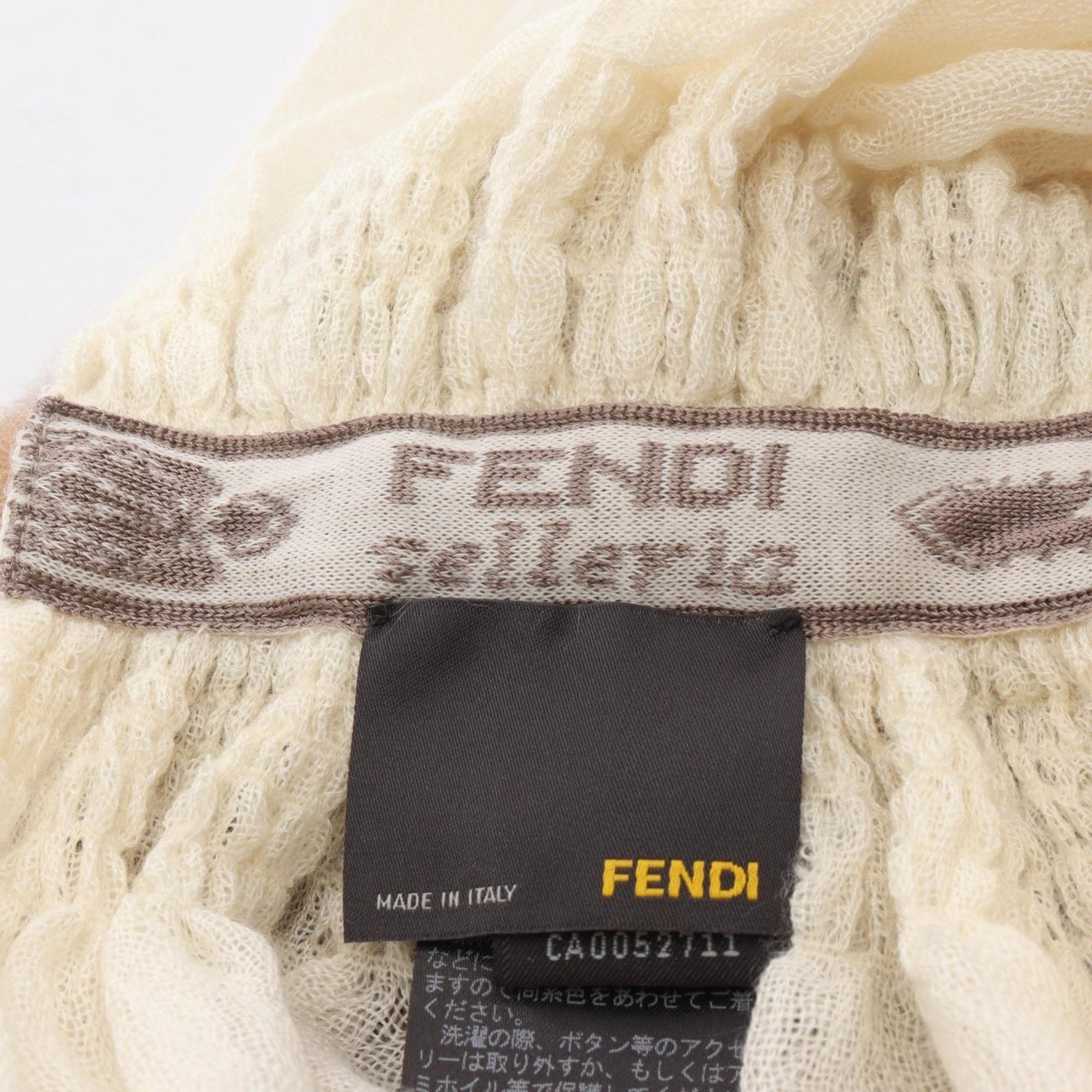 FENDI Scarf/Stole, Silk, Cashmere, and Fur, Ivory Brown