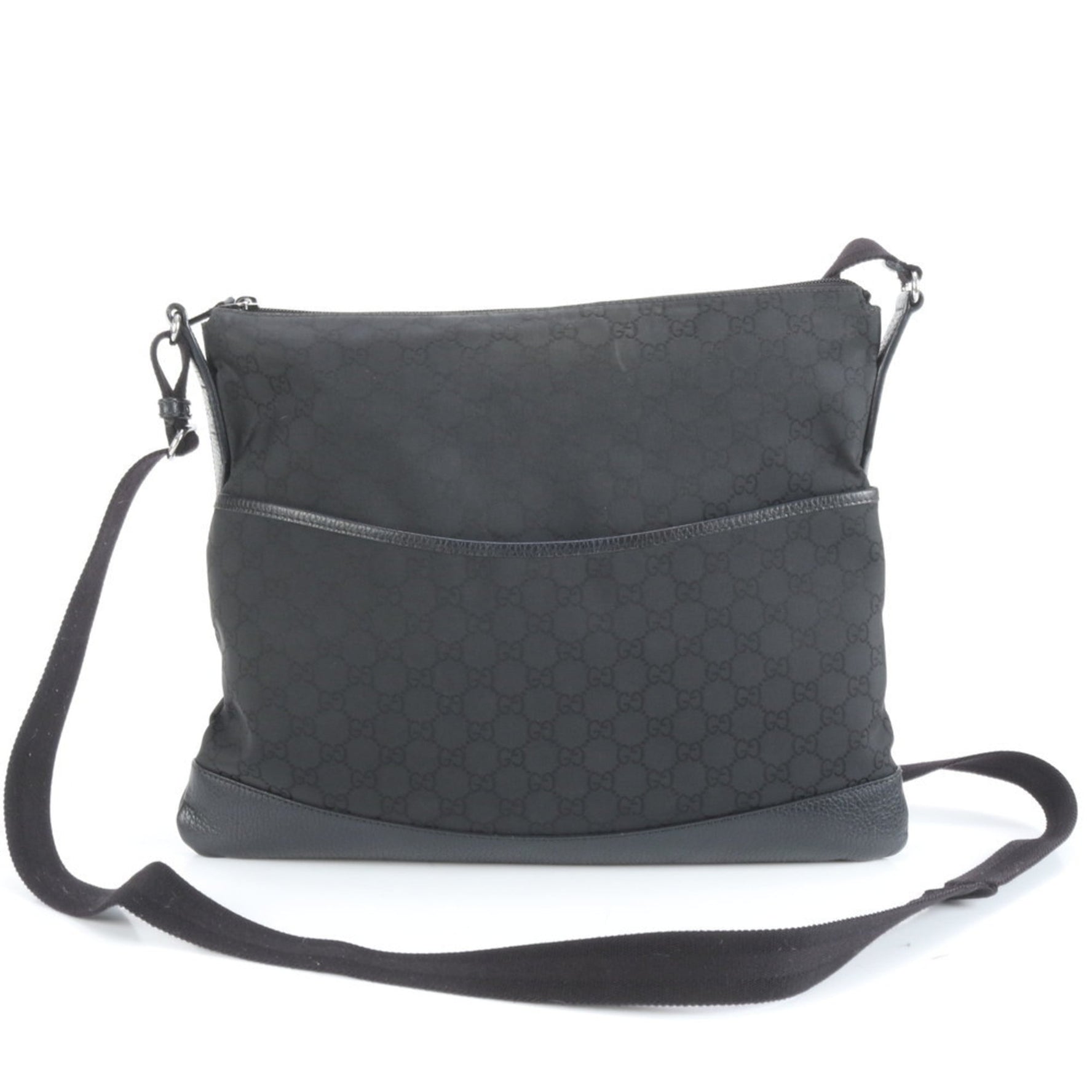 Gucci GG Nylon and Leather Shoulder Bag, Crossbody Messenger