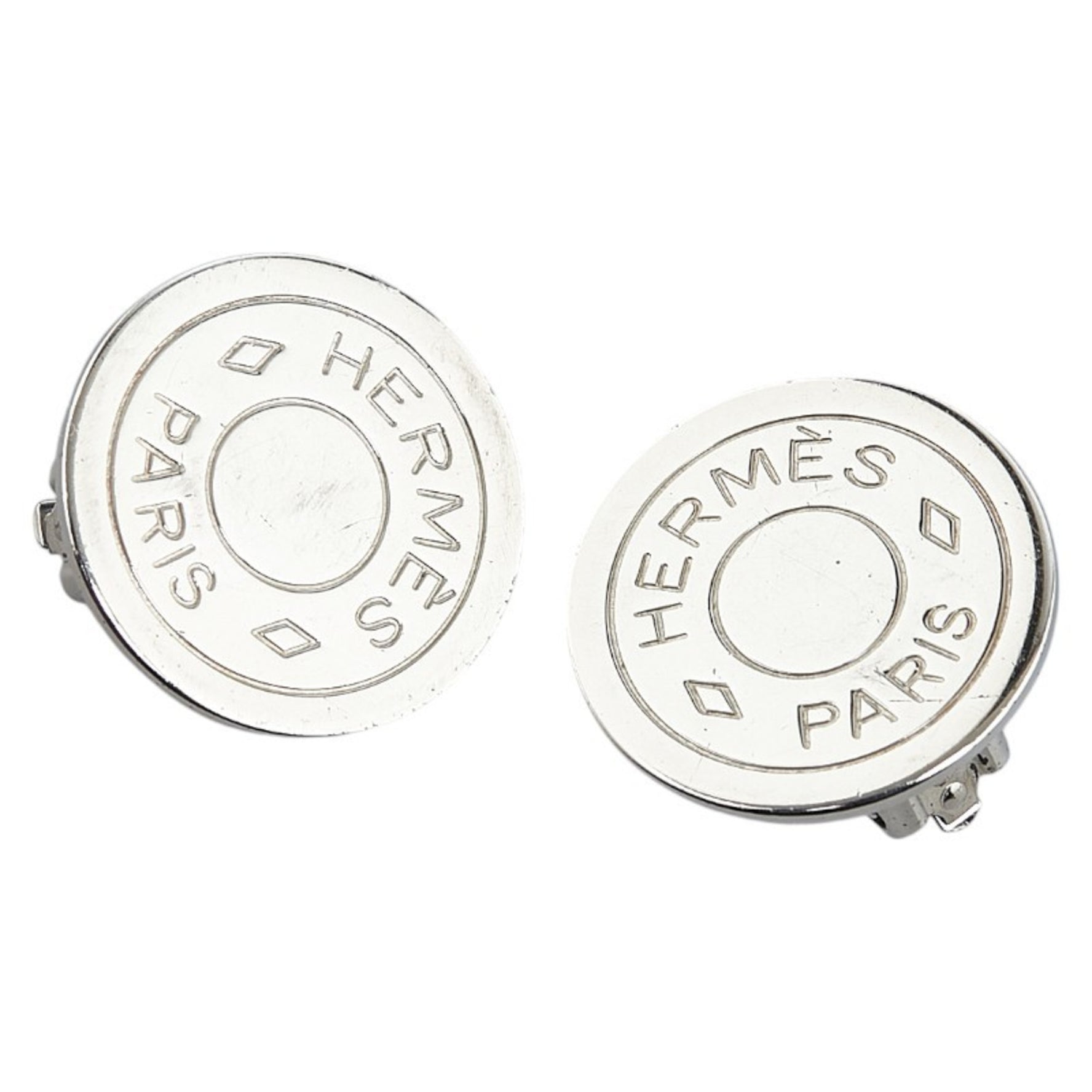 Hermes Serie Earrings Silver Metal