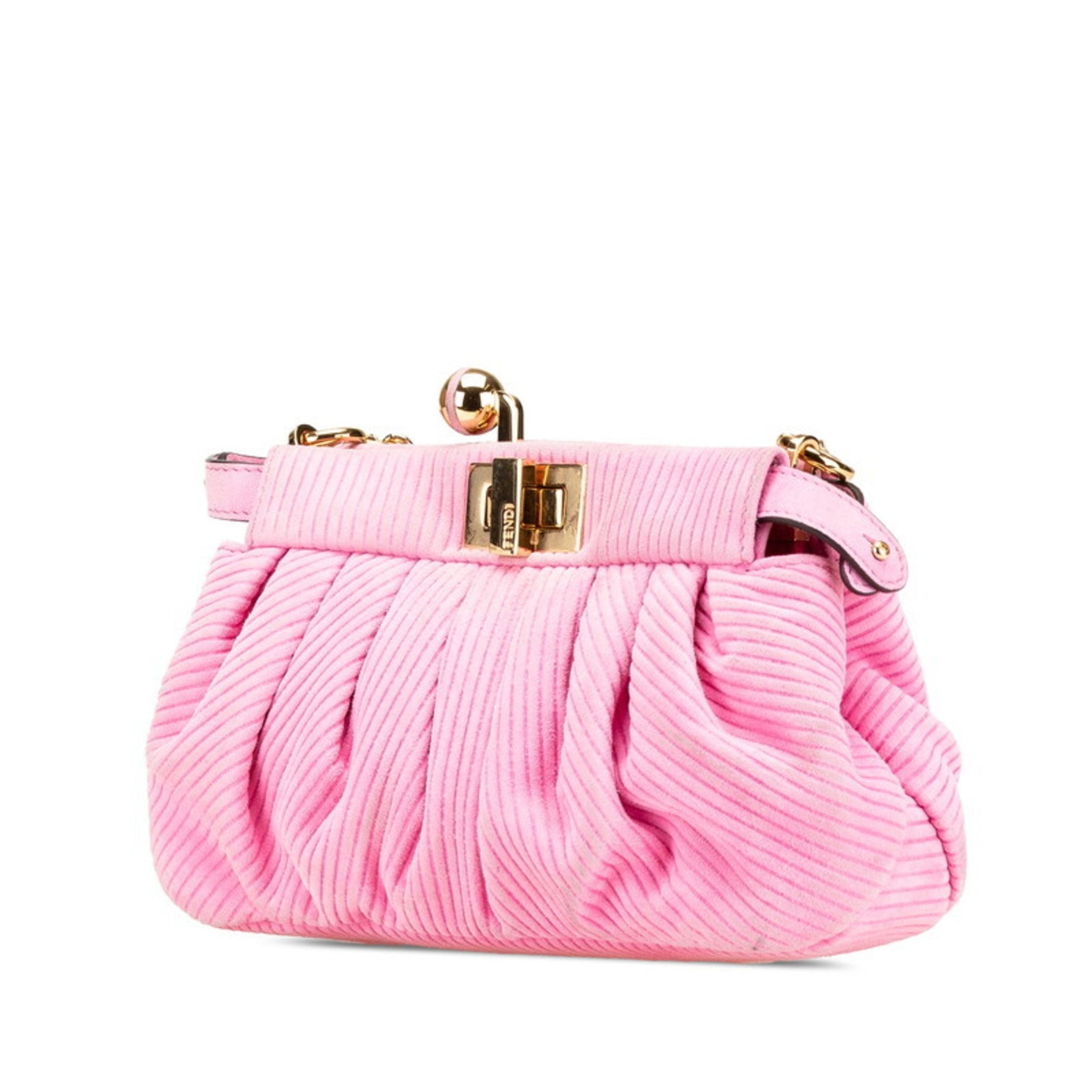 Fendi Peekaboo Click Chain Shoulder Bag Suede