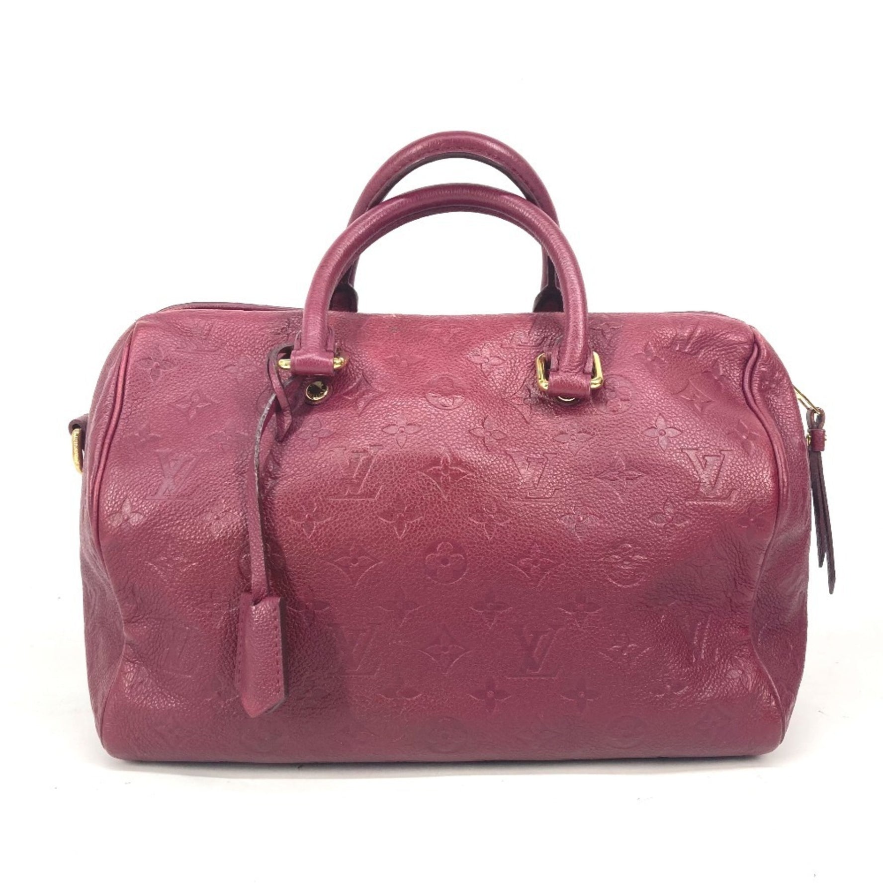 Louis Vuitton Monogram Empreinte Speedy Bandouliere 30 Bag Mini Boston Shoulder Crossbody Leather Wine Red
