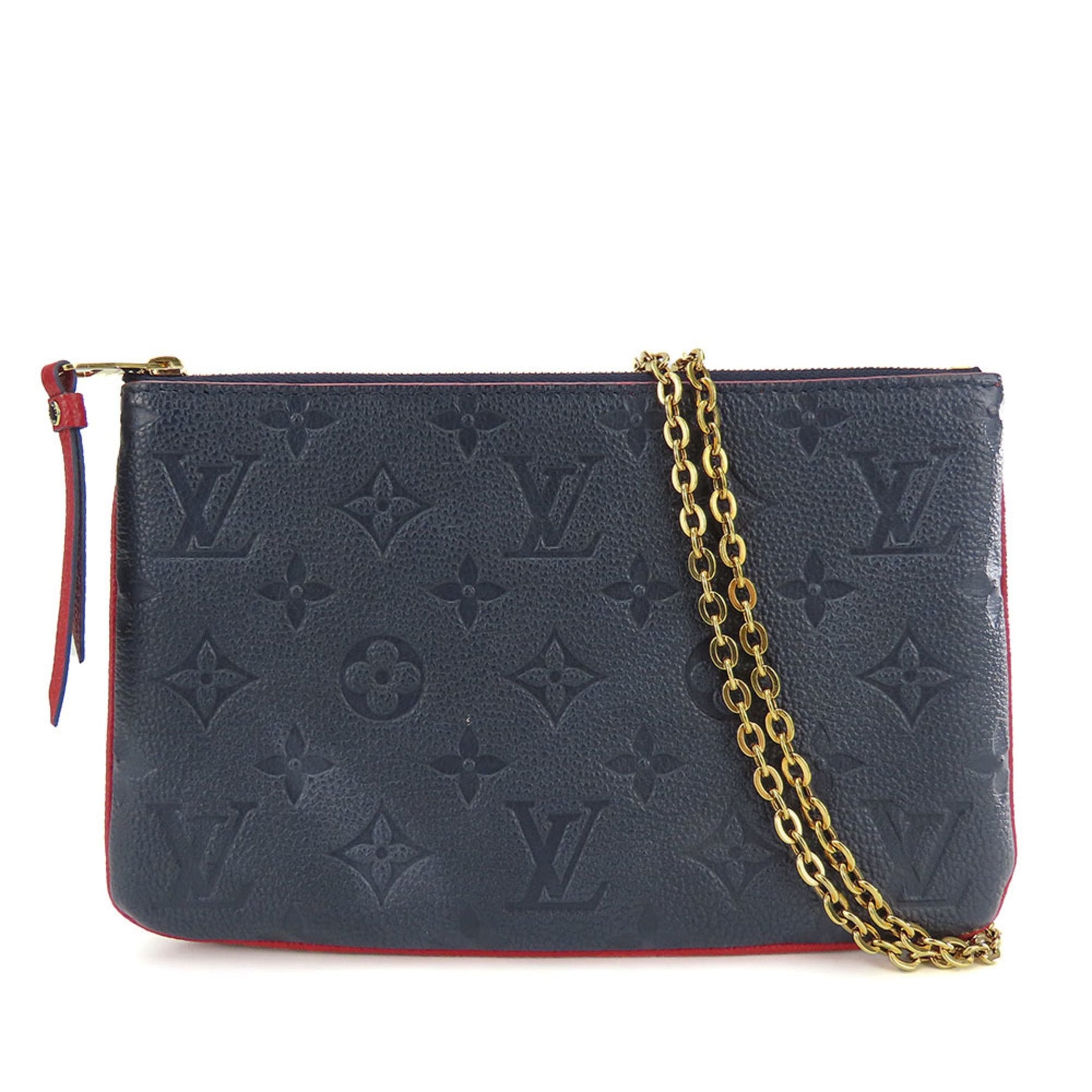 Louis Vuitton Shoulder Bag Pochette Double Zip Monogram Empreinte Marine Rouge Chain