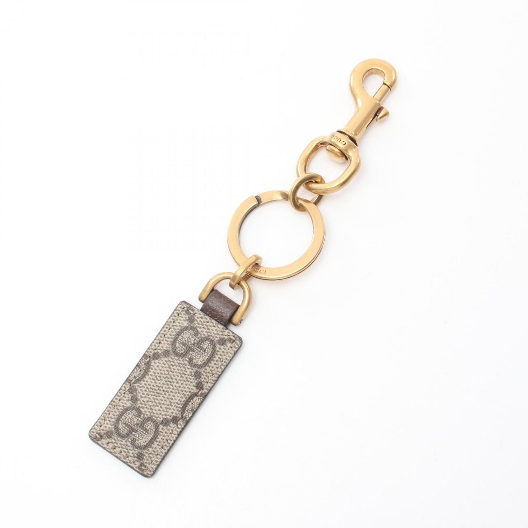 GUCCI Ophidia Keychain with Hook Closure, Coated Canvas GP, Beige, Brown
