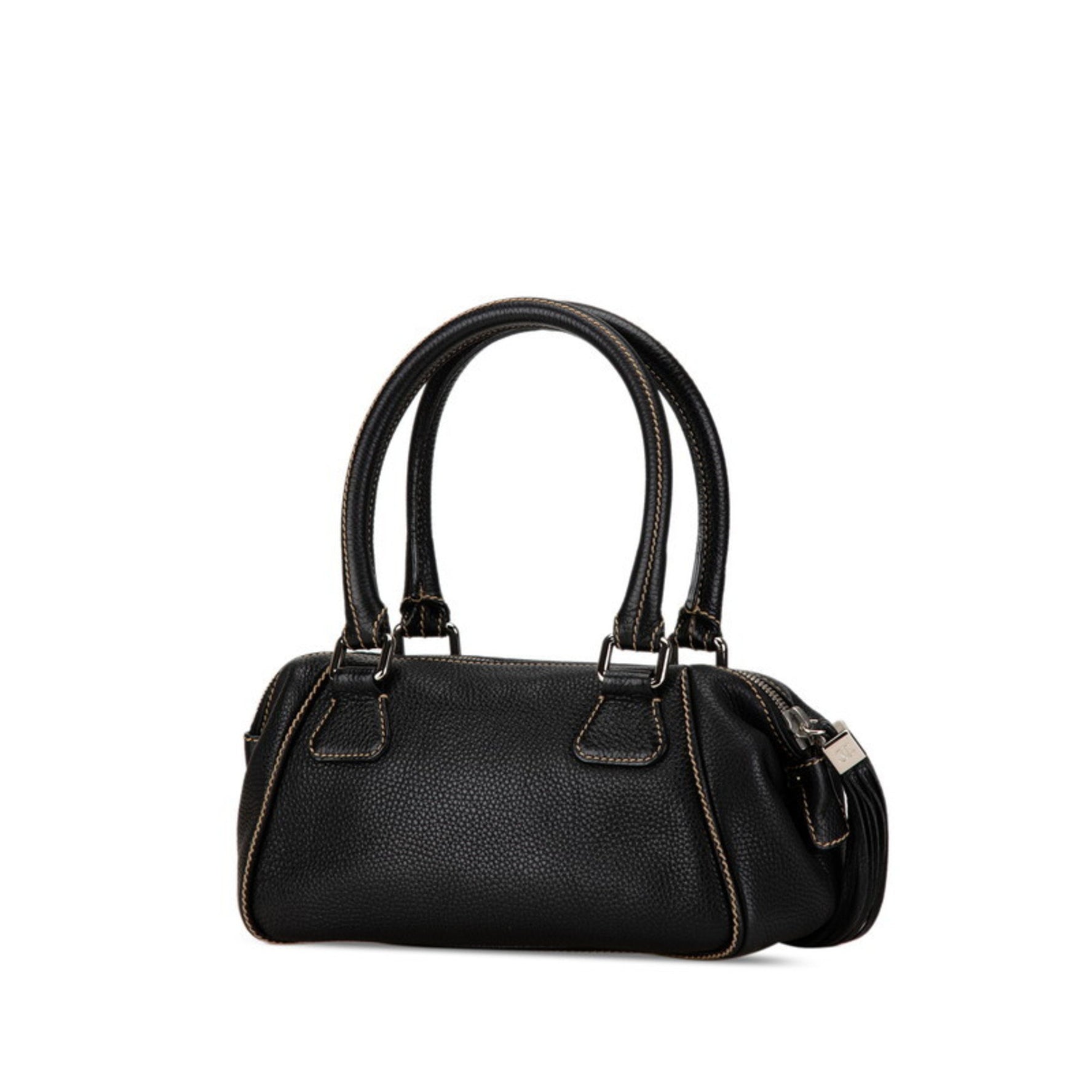 Chanel Embossed Handbag Boston Bag Leather
