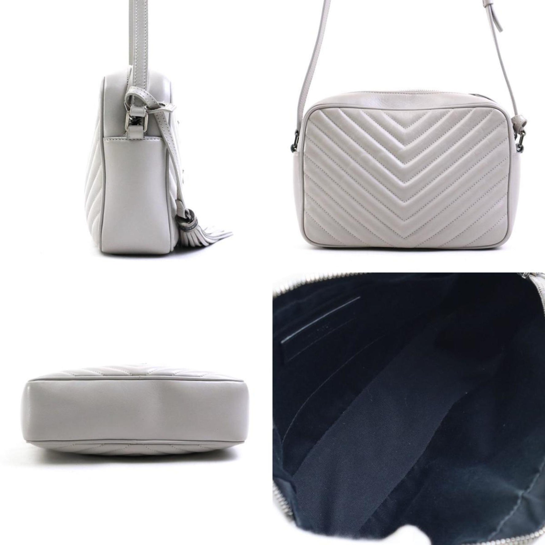 Saint Laurent shoulder bag Lou leather silver